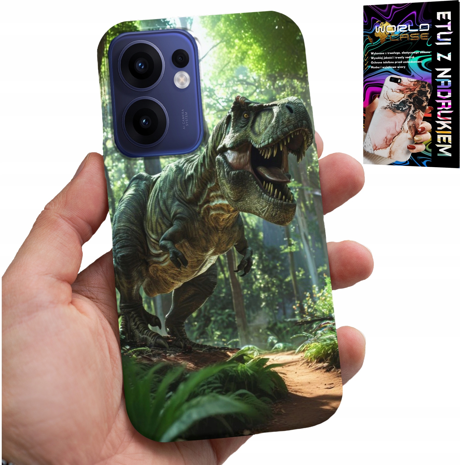 ETUI DO OPPO FIND X5 LITE - DINO DINOZAUR TYRANOZAUR CASE + SZKŁO