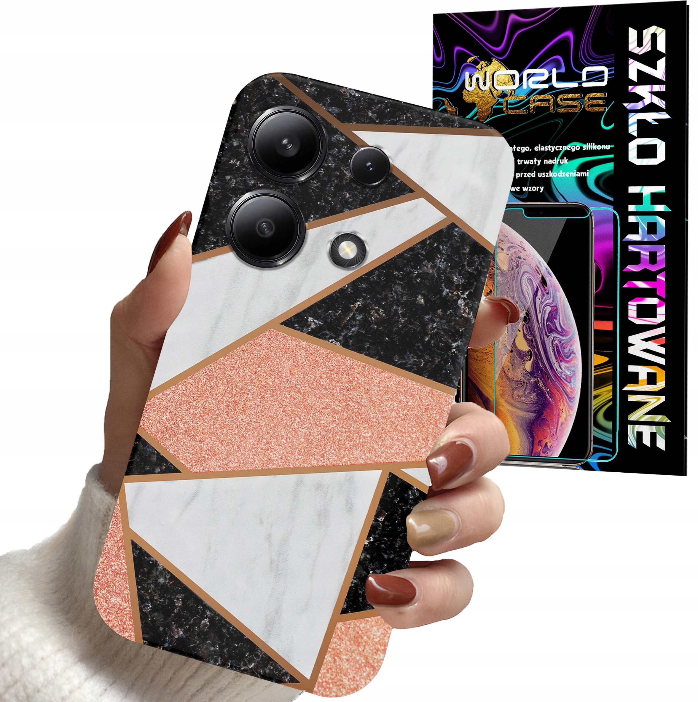 ETUI CASE DO XIAOMI NOTE 13 PRO 4G - GEOMETRYCZNE WZORY DLA KOBIET + SZKŁO