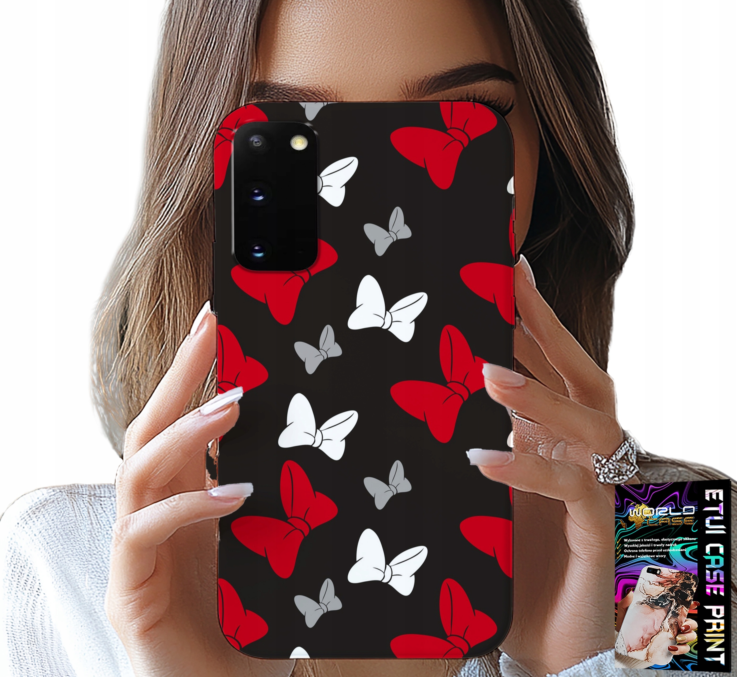 ETUI DO SAMSUNG GALAXY S20 - KOKARDKI CZERWONO BIAŁE MYSZKA, WZORY