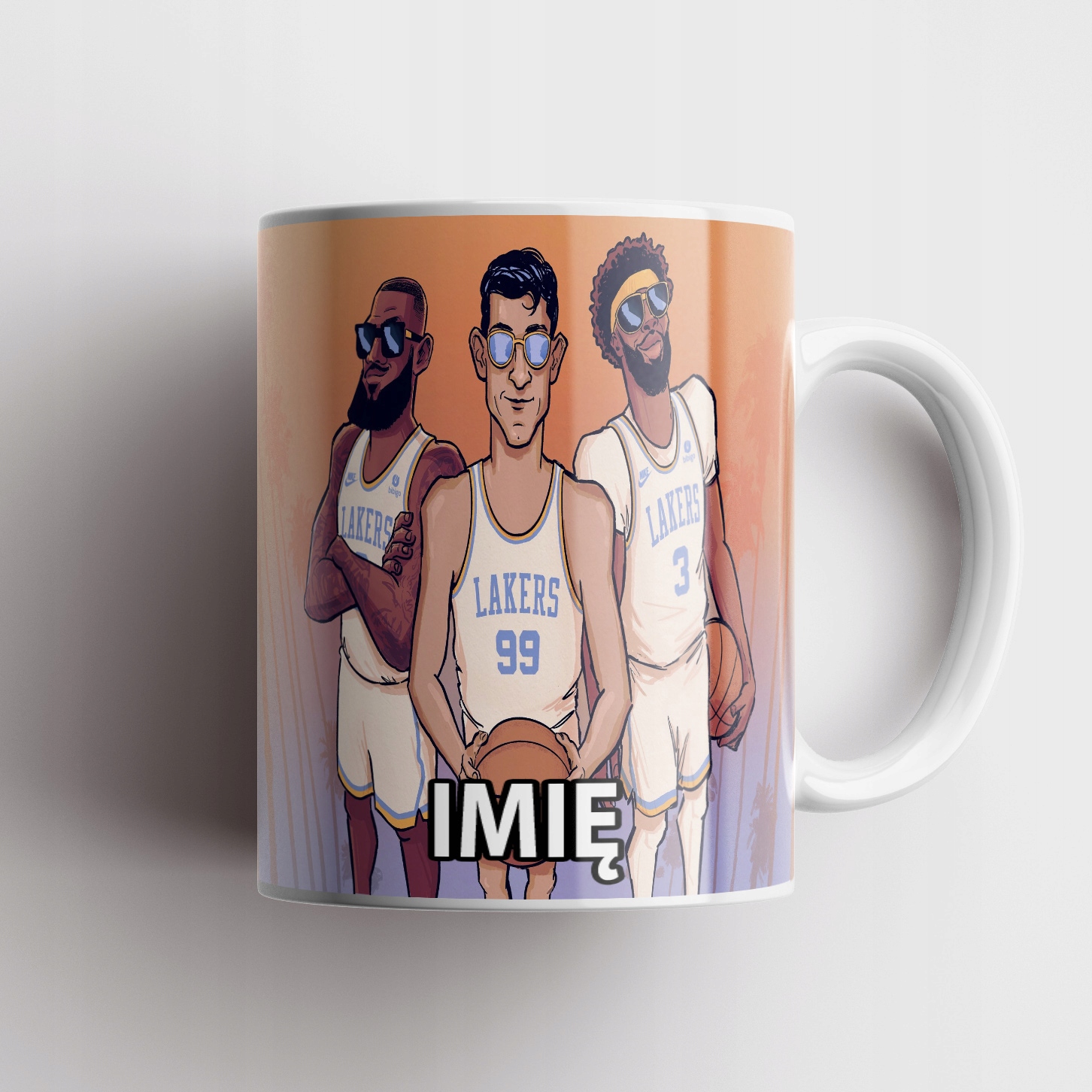 ZESTAW KUBEK + PODKŁADKA - LAKERS KOSZYKÓWKA - PREZENT WIELE WZORÓW + IMIĘ