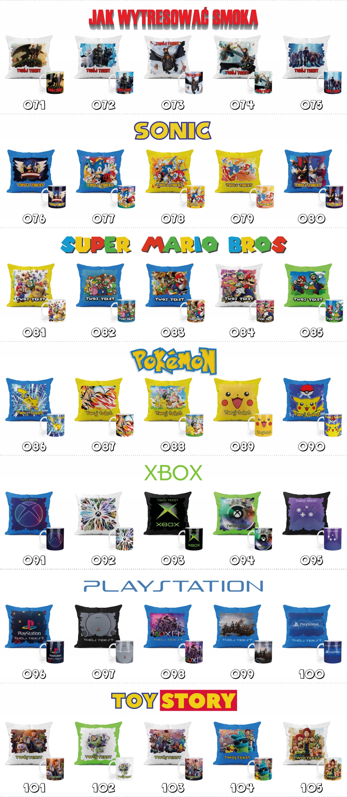 ZESTAW: KUBEK + POSZEWKA - SUPER MARIO BROS - PREZENT WIELE WZORÓW + IMIĘ