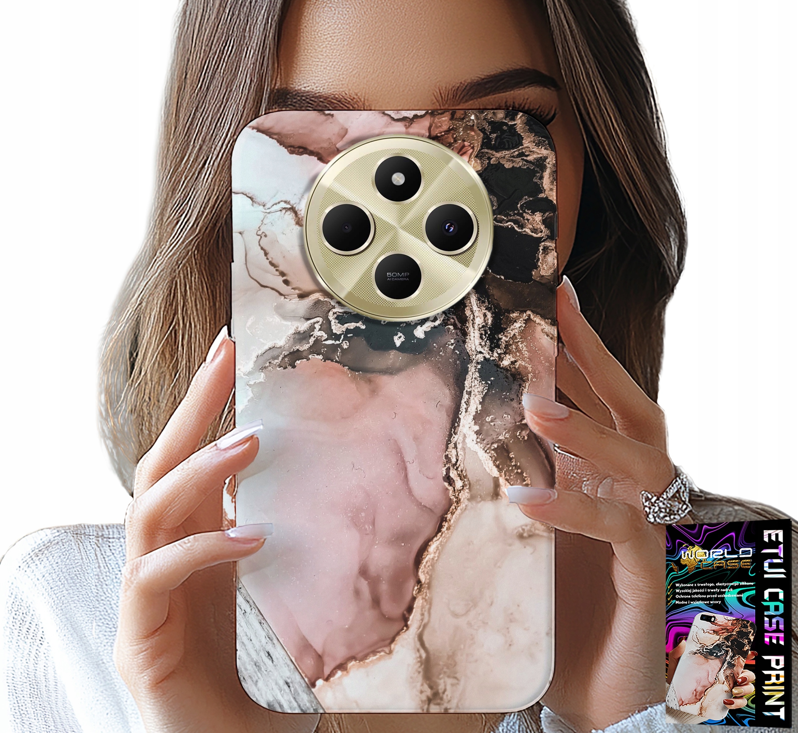 ETUI DO XIAOMI REDMI 14C 4G - ELEGANCKI MARMUREK MODNE WZORY + SZKŁO