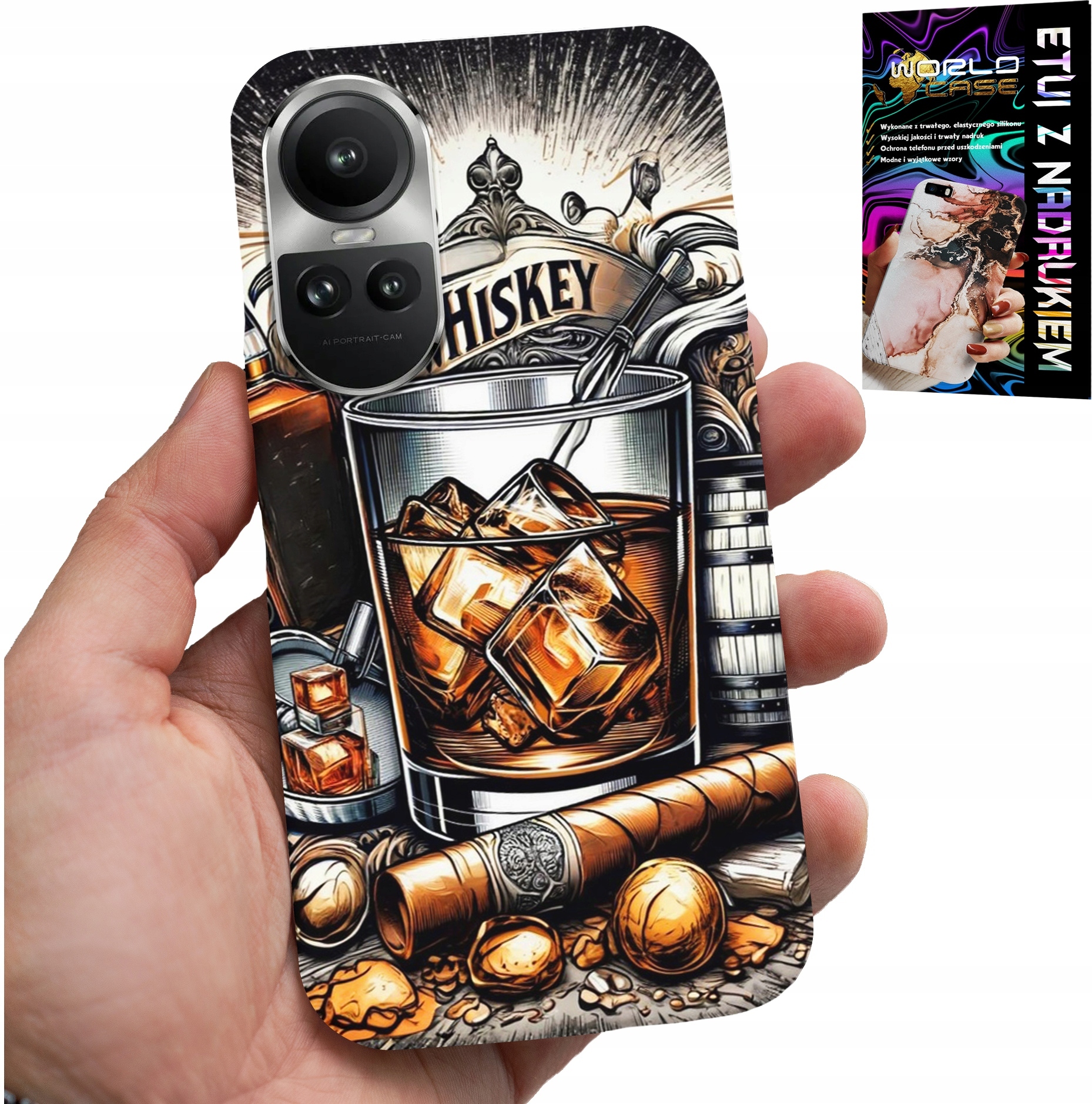 ETUI DO OPPO RENO10 PRO 5G - WHISKY CYGARO WZORY DLA MĘŻCZYZN PLECKI