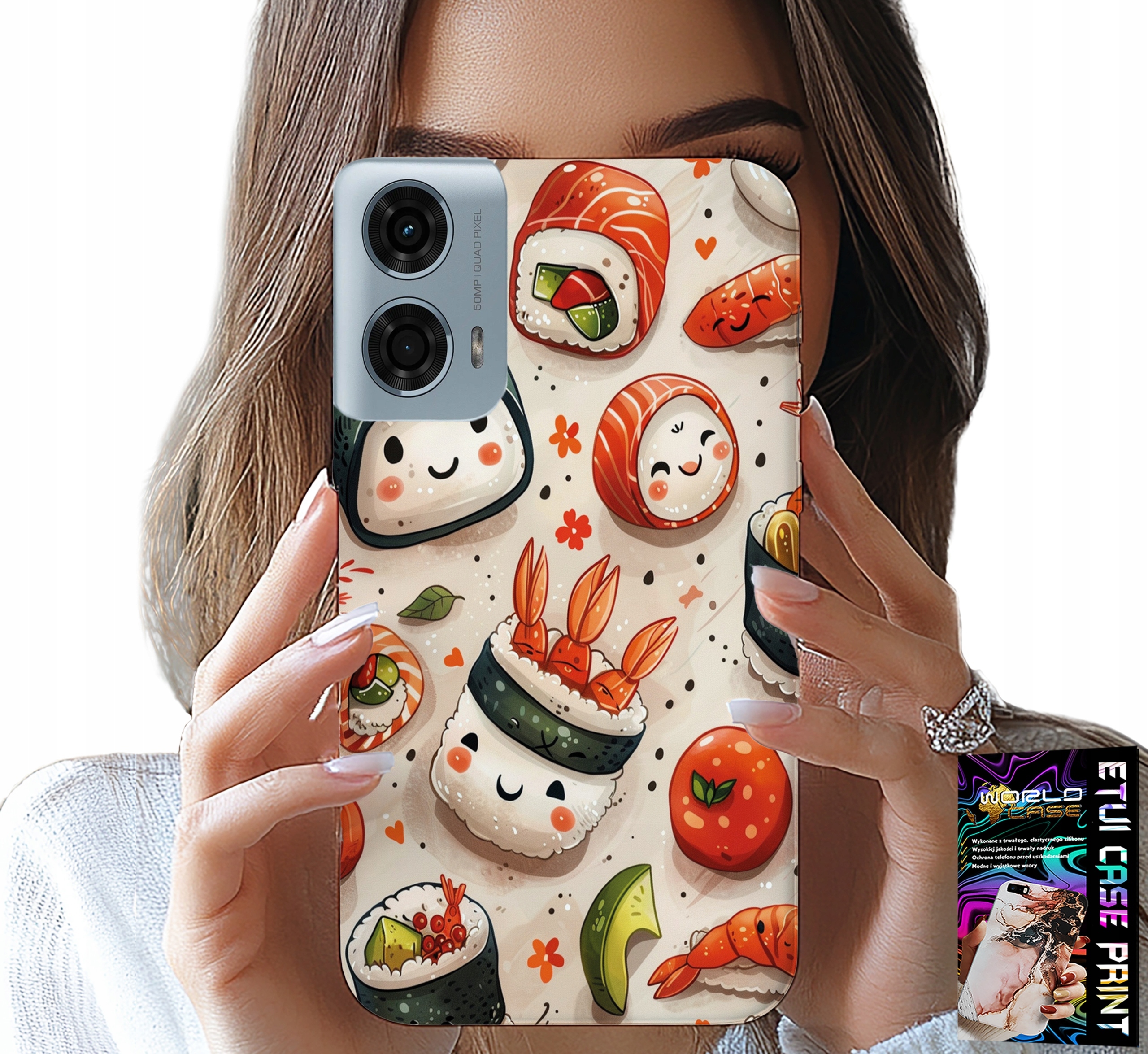 ETUI DO MOTOROLA G24 / G04 - SŁODKIE UŚMIECHNIĘTE SUSHI OBUDOWA CASE