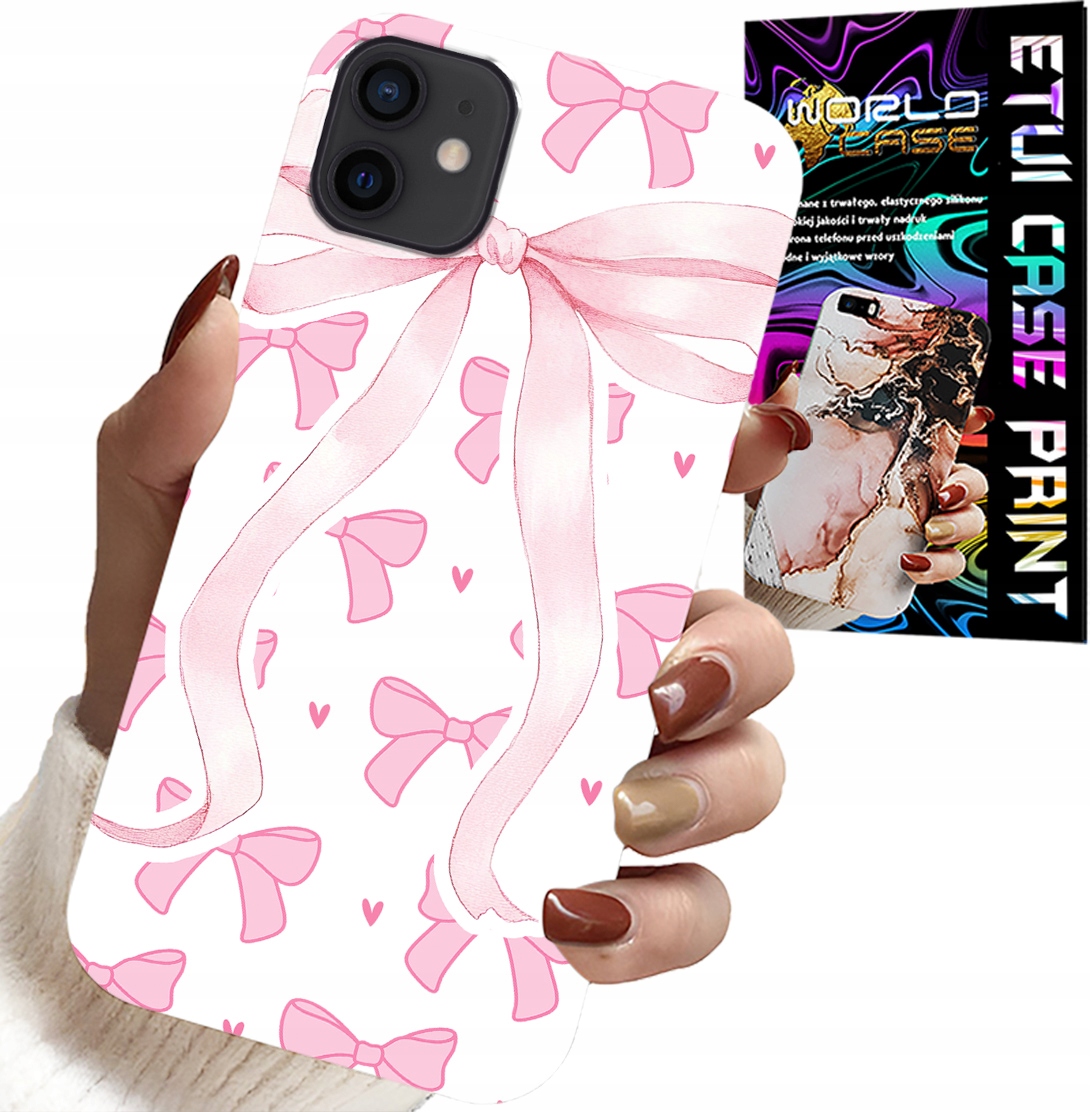 ETUI DO IPHONE 13 MINI - RÓŻOWE WSTAZKI WSTĄZKA MODNE WZORY CASE