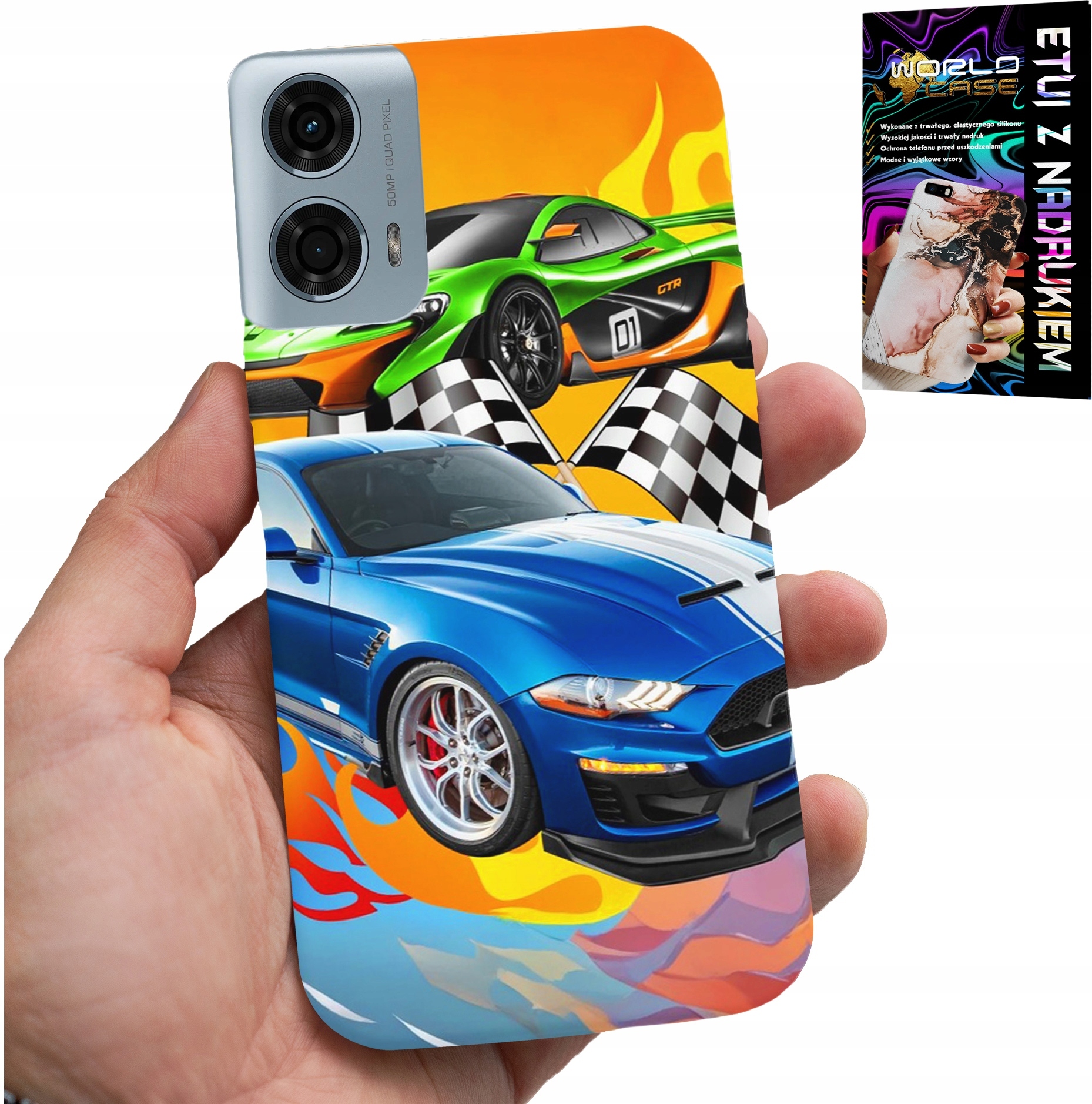 ETUI DO MOTOROLA G34 5G - DLA DZIECI, SAMOCHODY WYŚCIGOWE WYŚCIGI