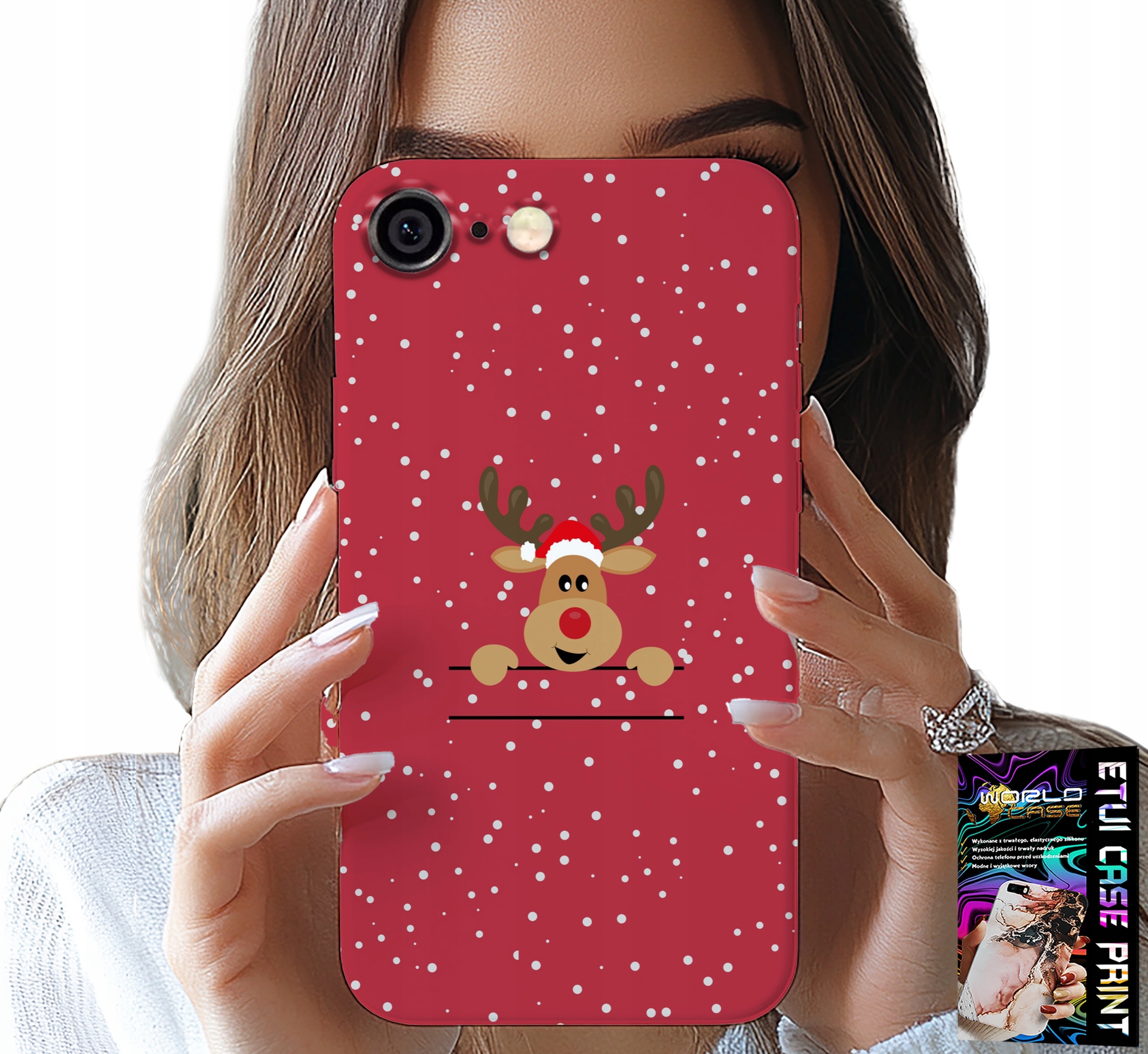 ETUI DO IPHONE 6 / 6S - ŚWIĄTECZNY RENIFER MIKOŁAJ ŚWIĘTA +SZKŁO