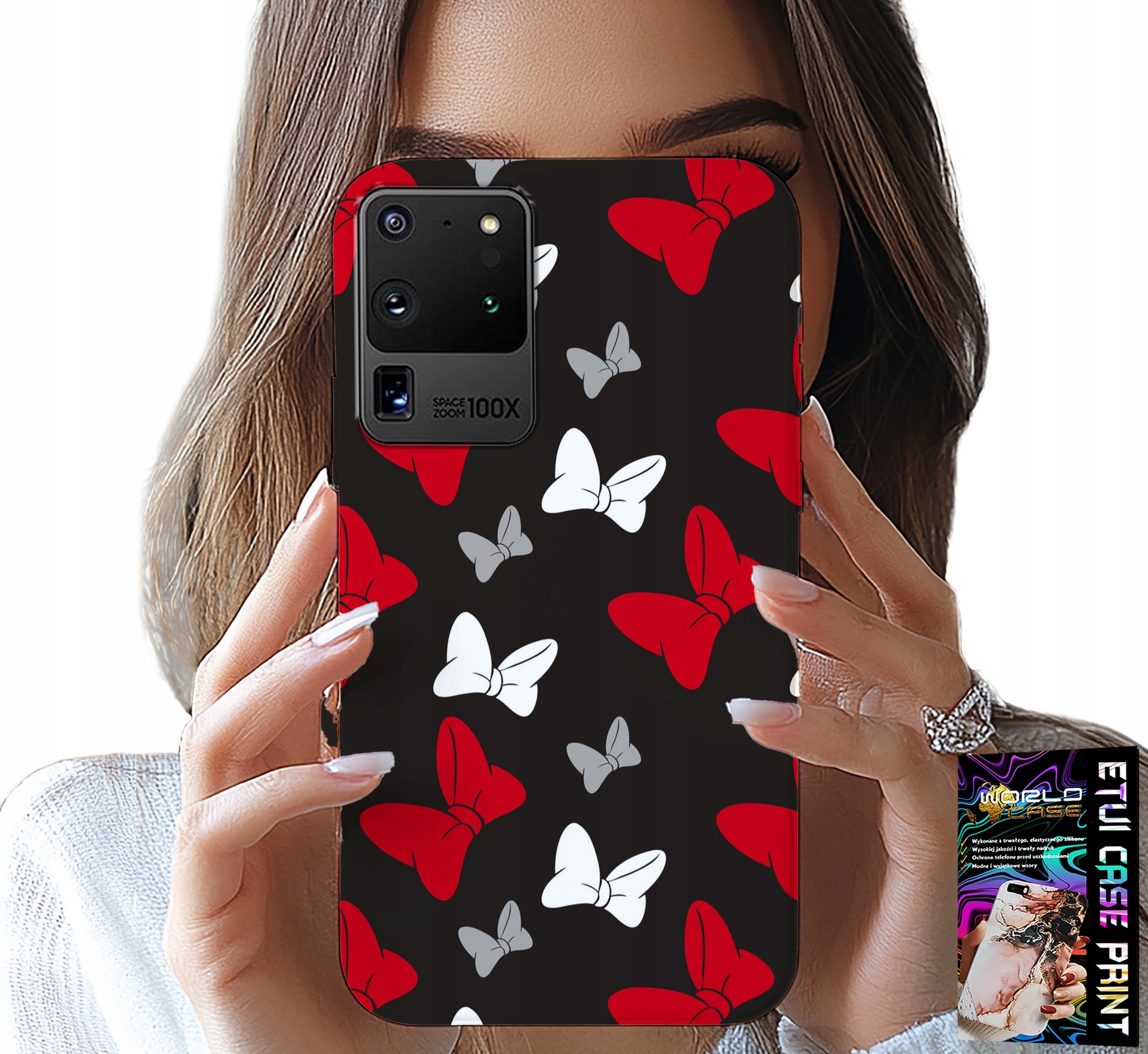 ETUI DO SAMSUNG GALAXY S20 Ultra - KOKARDKI CZERWONO BIAŁE MYSZKA, WZORY