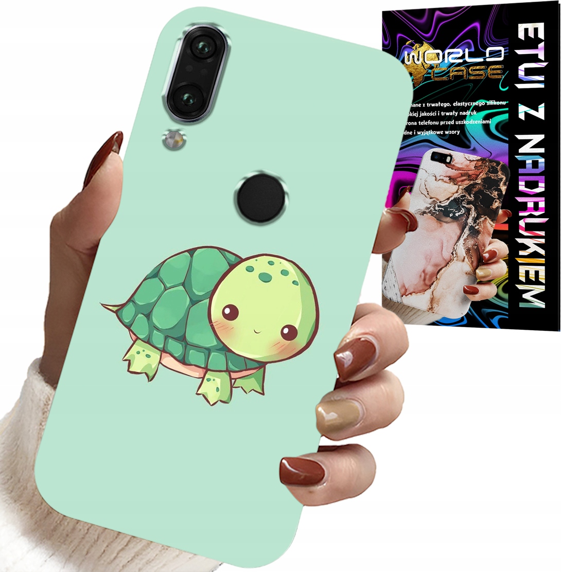 ETUI DO HUAWEI Y7 2019 - SŁODKIE ŻÓŁWKI WZORY DLA DZIECI + SZKŁO