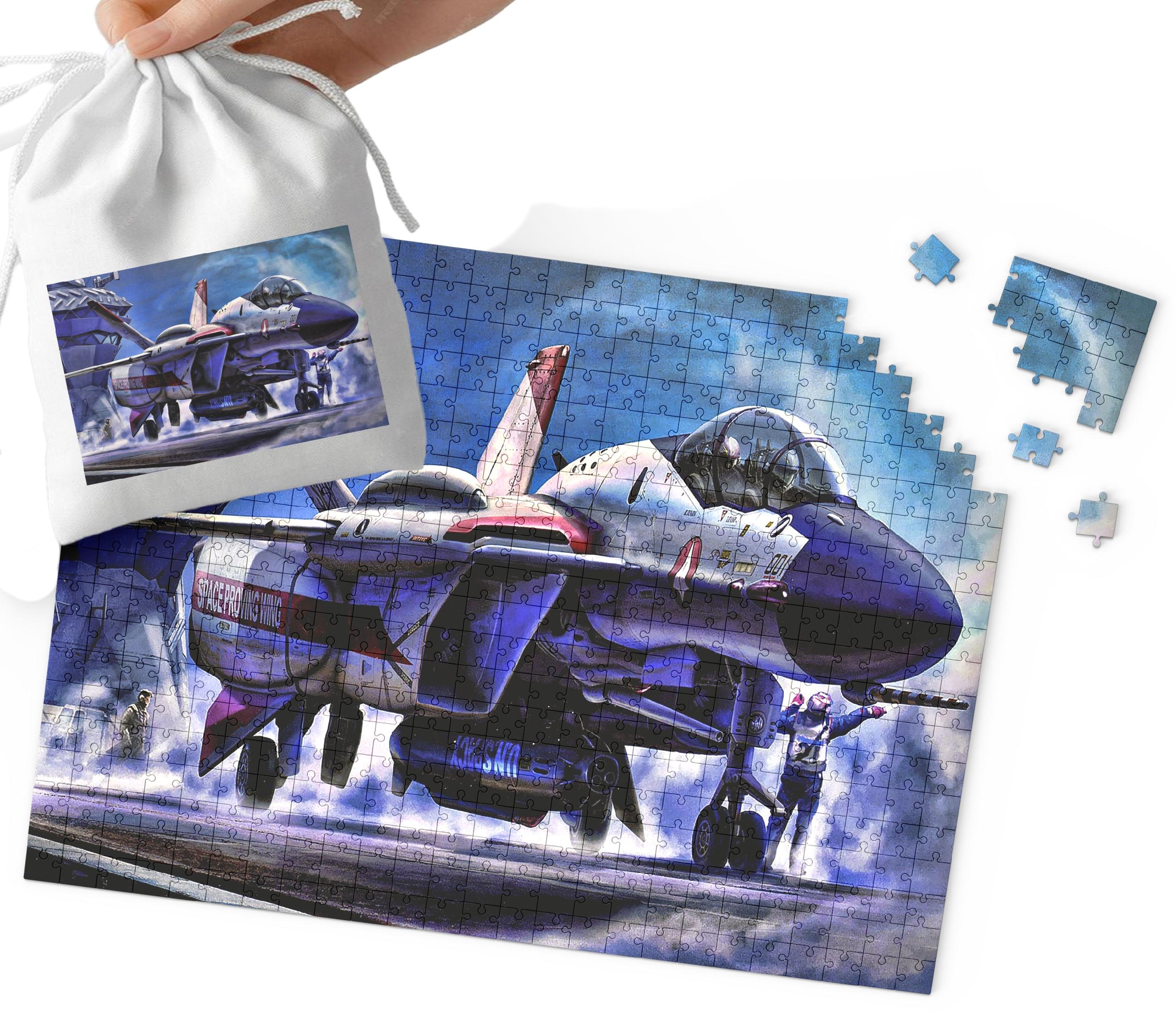 PUZZLE TRADYCYJNE - SAMOLOT ODRZUTOWIEC WZORY DLA CHŁOPCA 35el + WORECZEK