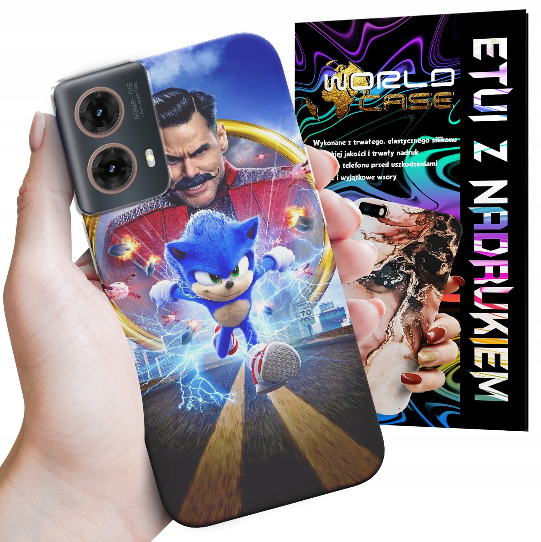 ETUI CASE DO MOTOROLA MOTO G85 5G - SONIC SONIK WZORY Z BAJEK MARIO PLECKI
