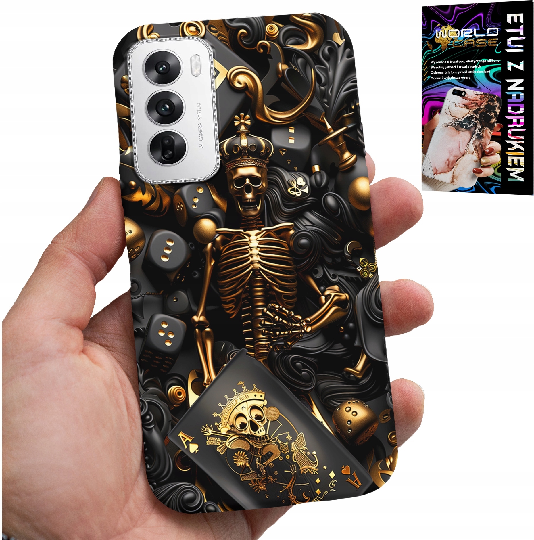 ETUI DO OPPO RENO12 PRO 5G - KRÓL POKER KOŚCI AS WZORY DLA MEN +FOLIA
