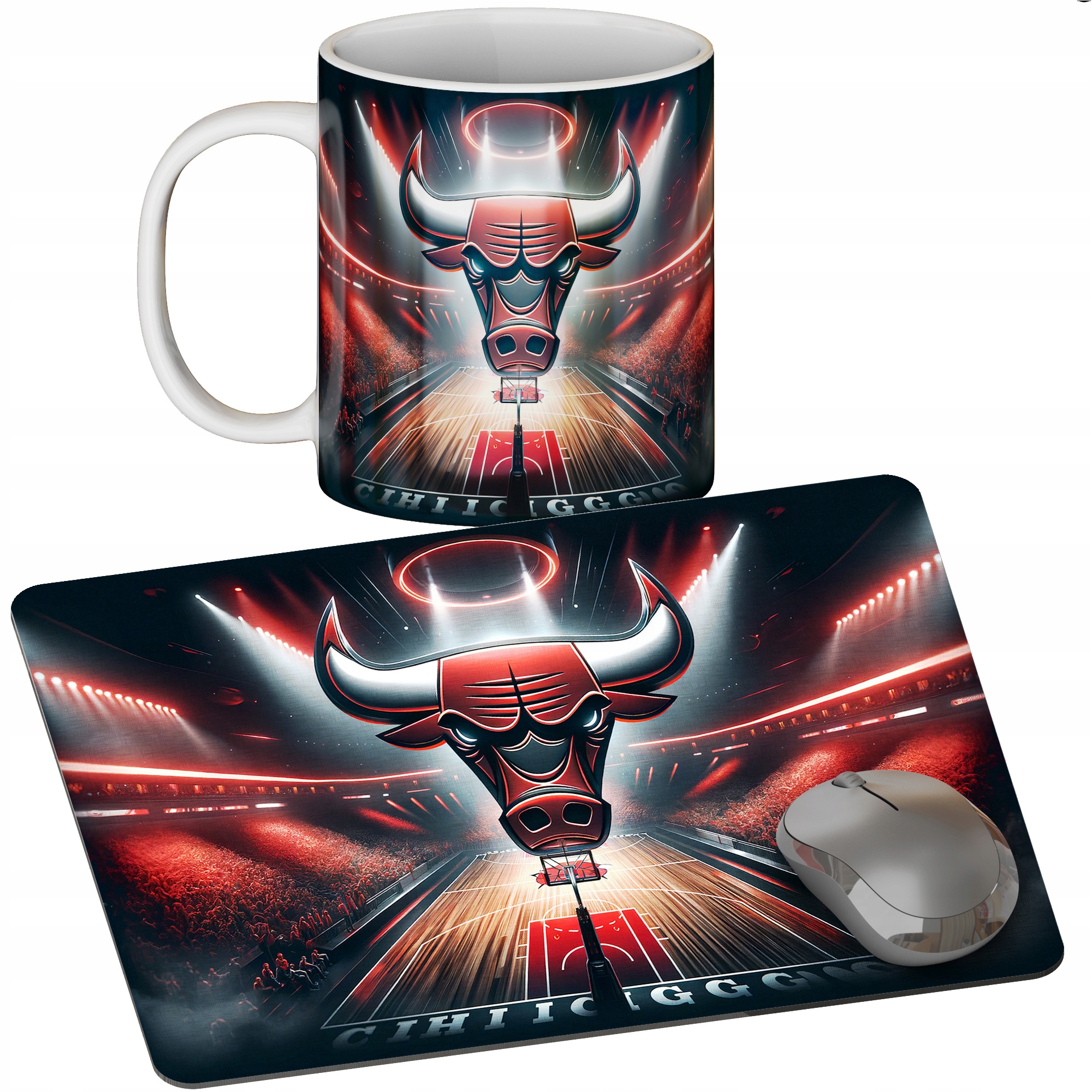 ZESTAW KUBEK + PODKŁADKA - CHICAGO BULLS - PREZENT WIELE WZORÓW + IMIĘ