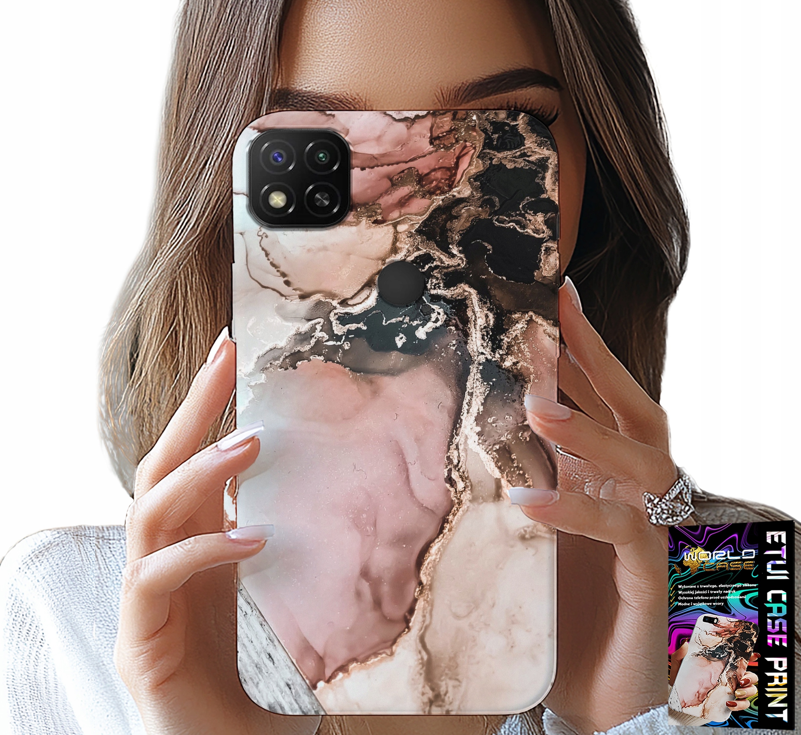 ETUI DO XIAOMI REDMI 9C - ELEGANCKI MARMUREK MODNE WZORY + SZKŁO