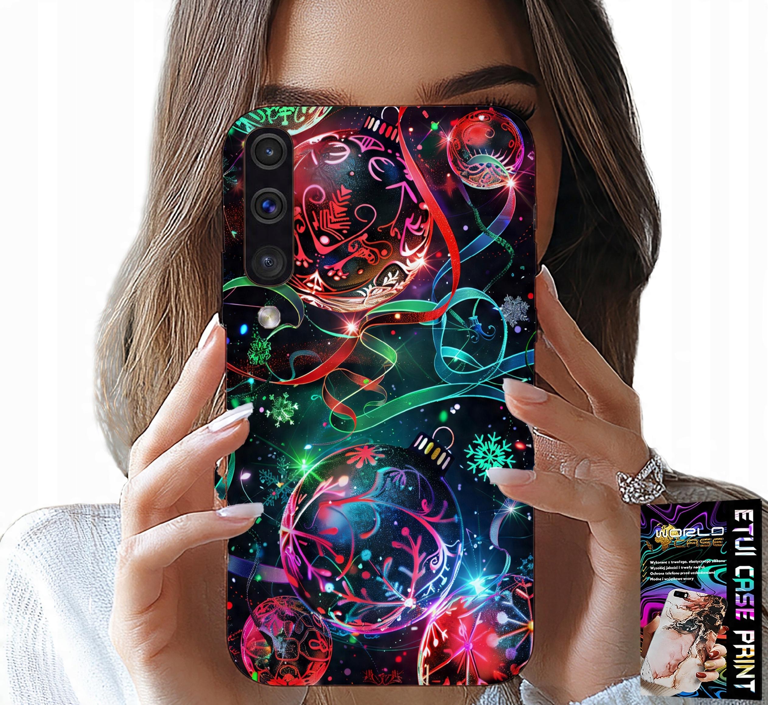 ETUI DO SAMSUNG GALAXY A70 - ŚWIĄTECZNE BOMBKI, CHOINKA, CASE + FOLIA