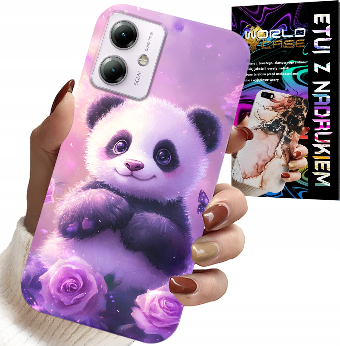 ETUI DO MOTOROLA MOTO G14 - SŁODKA PANDA WZORY DLA DZIECI + SZKŁO