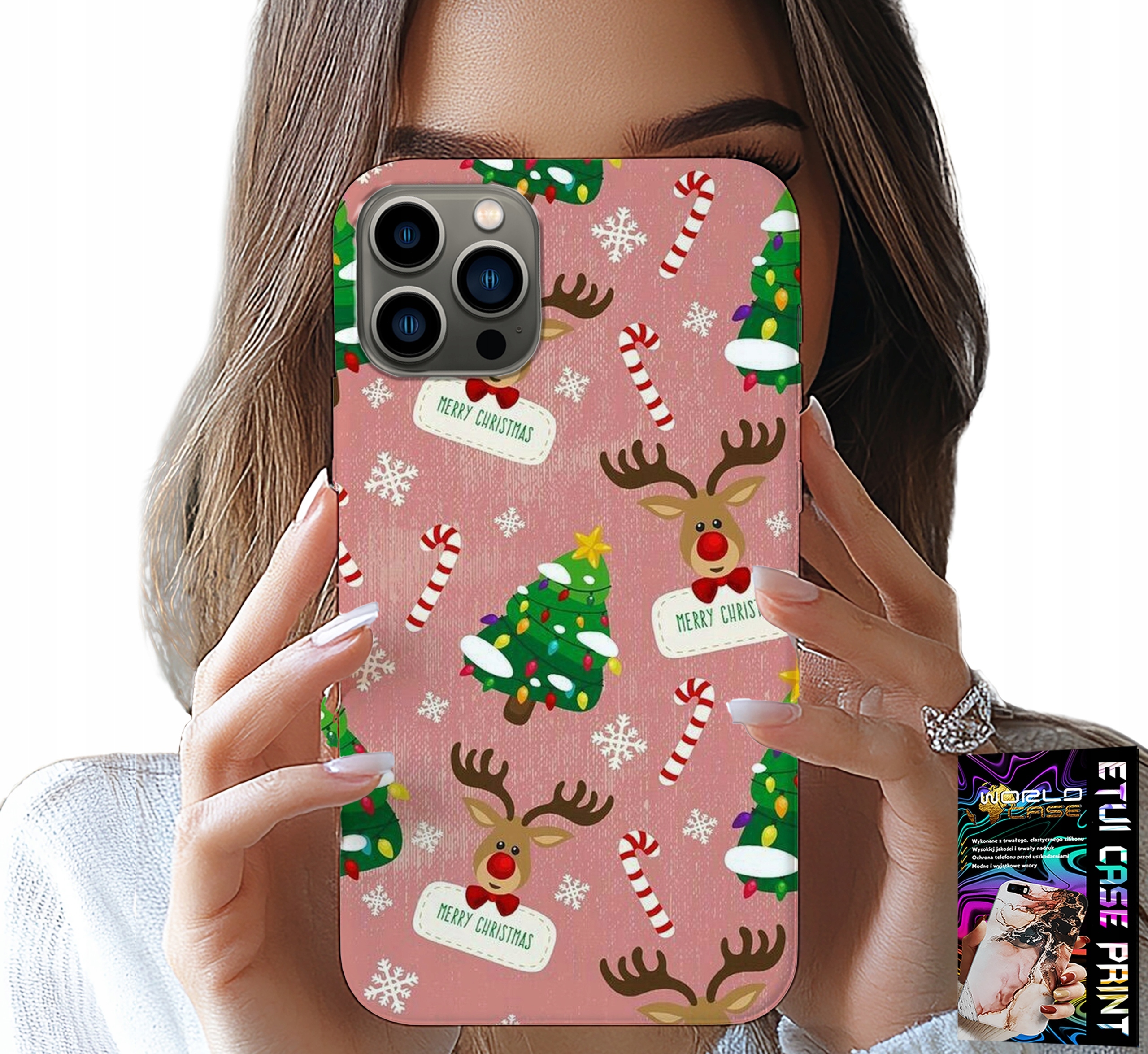 ETUI DO IPHONE 12 PRO MAX - ŚWIĄTECZNE RENIFERY CHOINKI LASKA WZORY