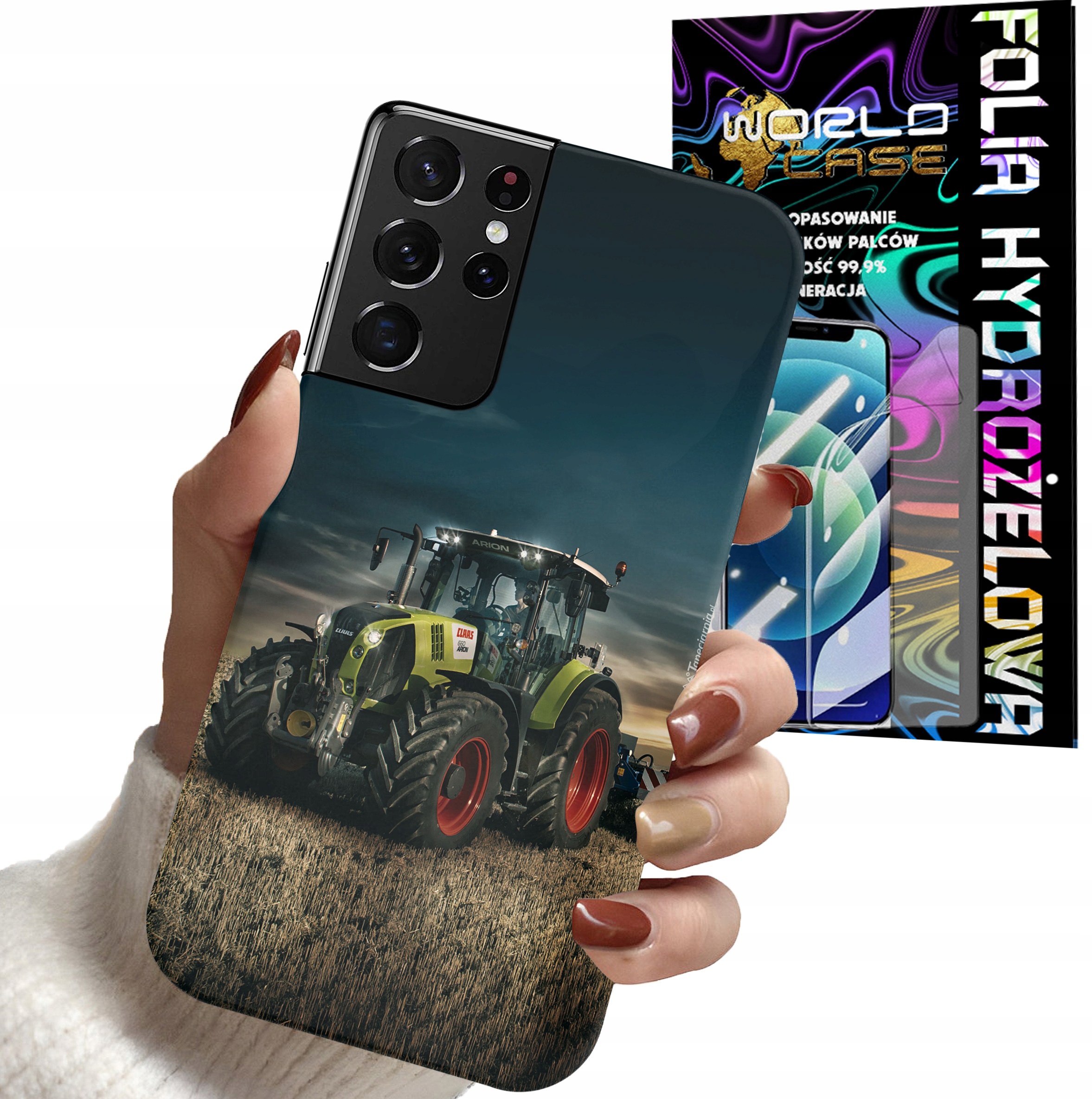 ETUI CASE DO SAMSUNG S21 ULTRA - TRAKTOR CIĄGNIK POLE ROLNIK PLECKI + FOLIA