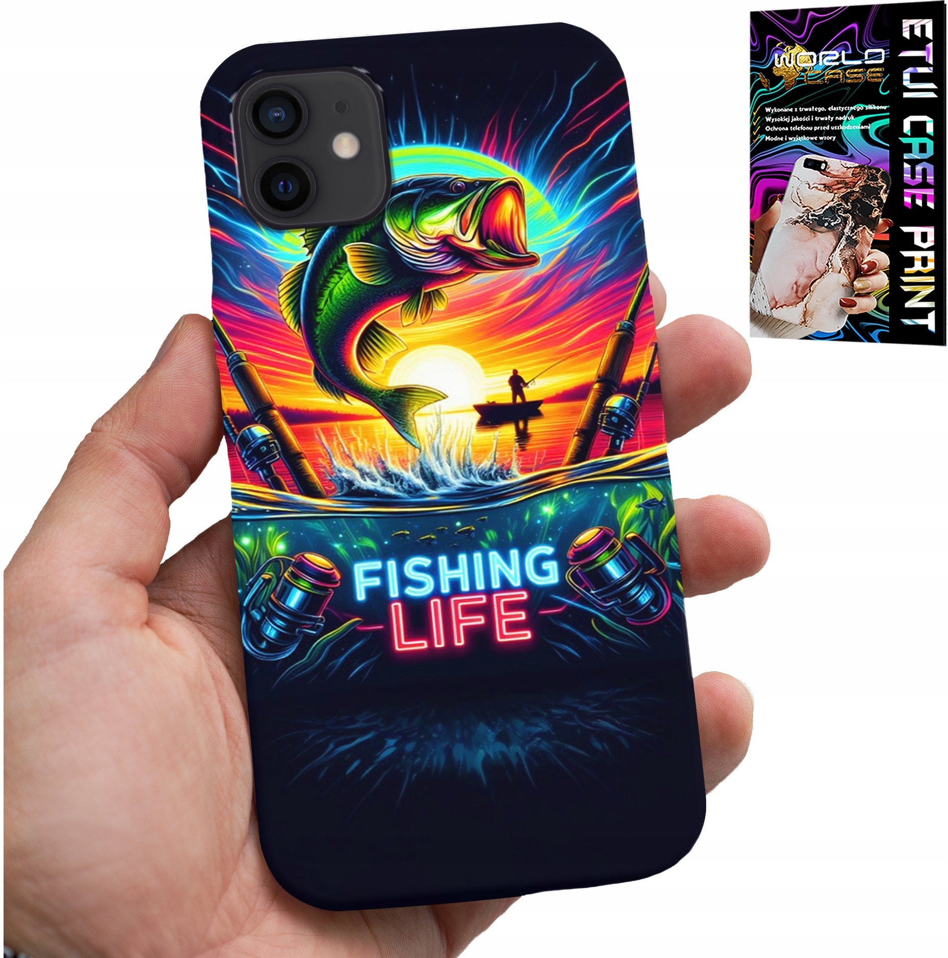 ETUI DO IPHONE 11 - WZORY WĘDKARSKIE RYBY POŁÓW WĘDKA PLECKI