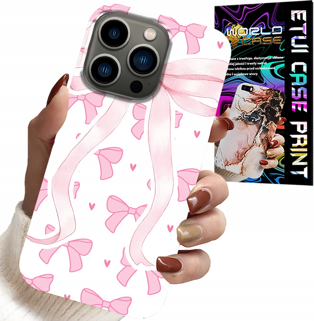 ETUI DO IPHONE 16 PRO - RÓŻOWE WSTAZKI WSTĄZKA MODNE WZORY CASE