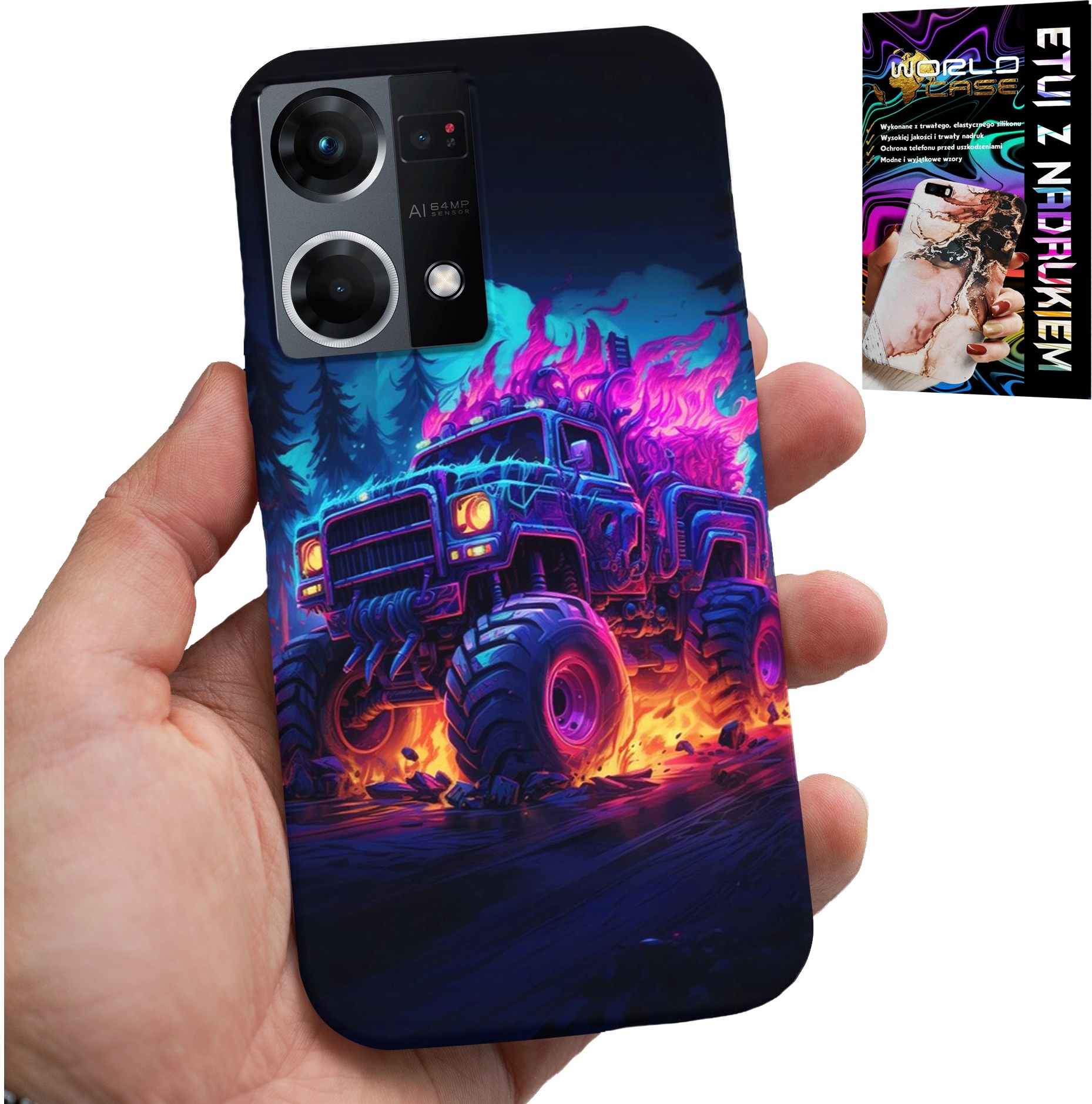 ETUI DO OPPO RENO7 4G - MONSTERTRUCK MEGA CIĘŻARÓWKA WZORY CASE