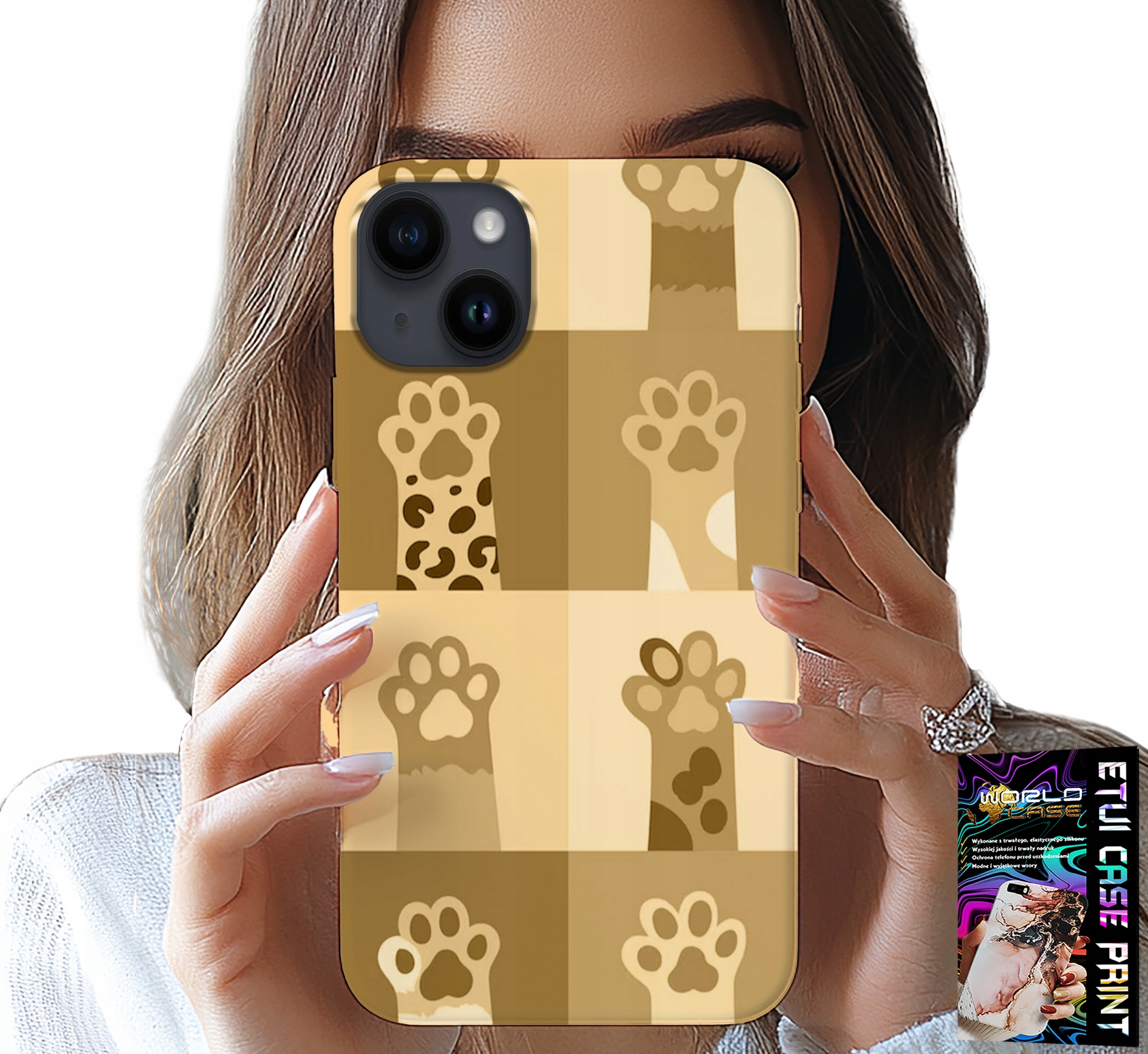 ETUI DO IPHONE 15 - LOVE CAT, WZORY Z KOTAMI, ŁAPKI KOTÓW