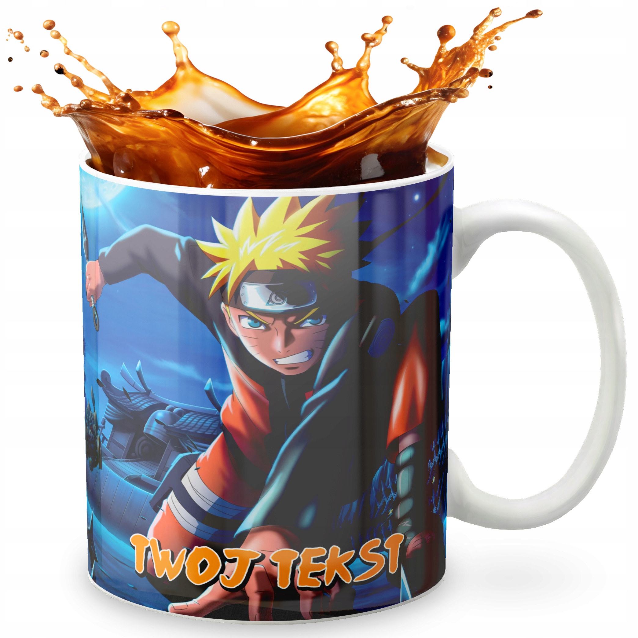 KUBEK 330ml GRAFIKA PREZENT ŚWIĘTA WZÓR - NARU TO ANIME + IMIĘ