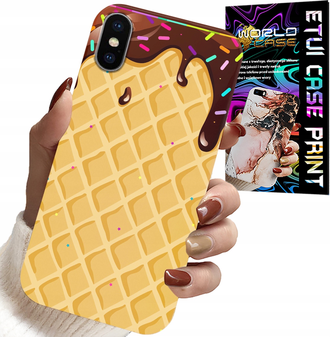 ETUI DO IPHONE X / XS - Z MOTYWEM WAFLA Z POLEWĄ CZEKOLADOWĄ