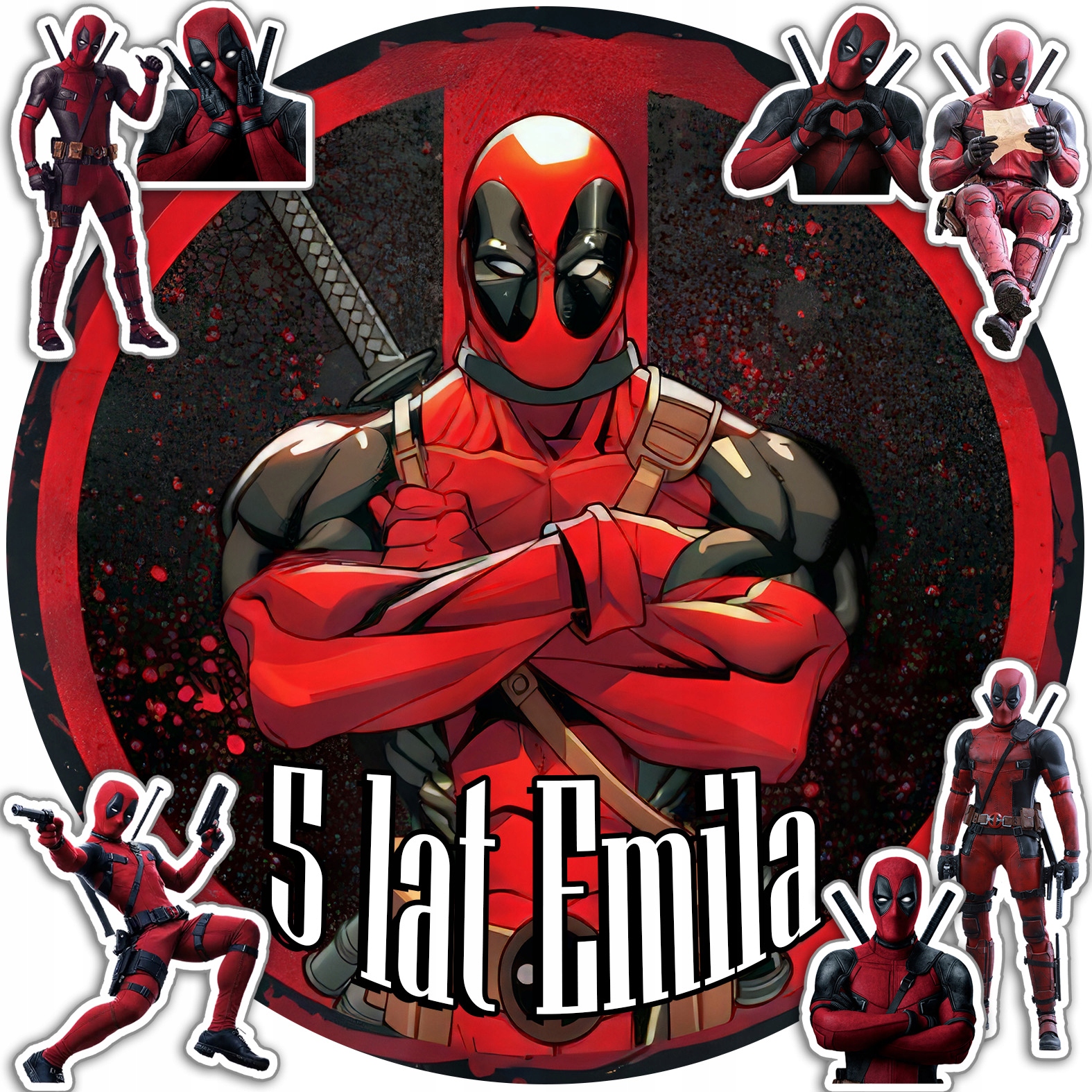 OPŁATEK NA TORT 30CM - DEAD POOL + IMIĘ + GRATIS! 24CM 26CM