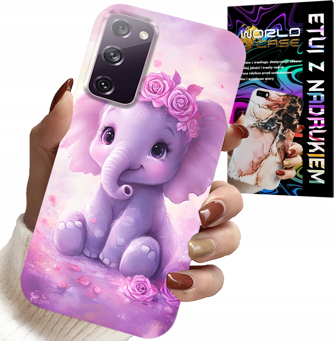 ETUI DO SAMSUNG GALAXY S20 FE - SŁODKI SŁONIK NA RÓŻOWYM TLE CASE +FOLIA