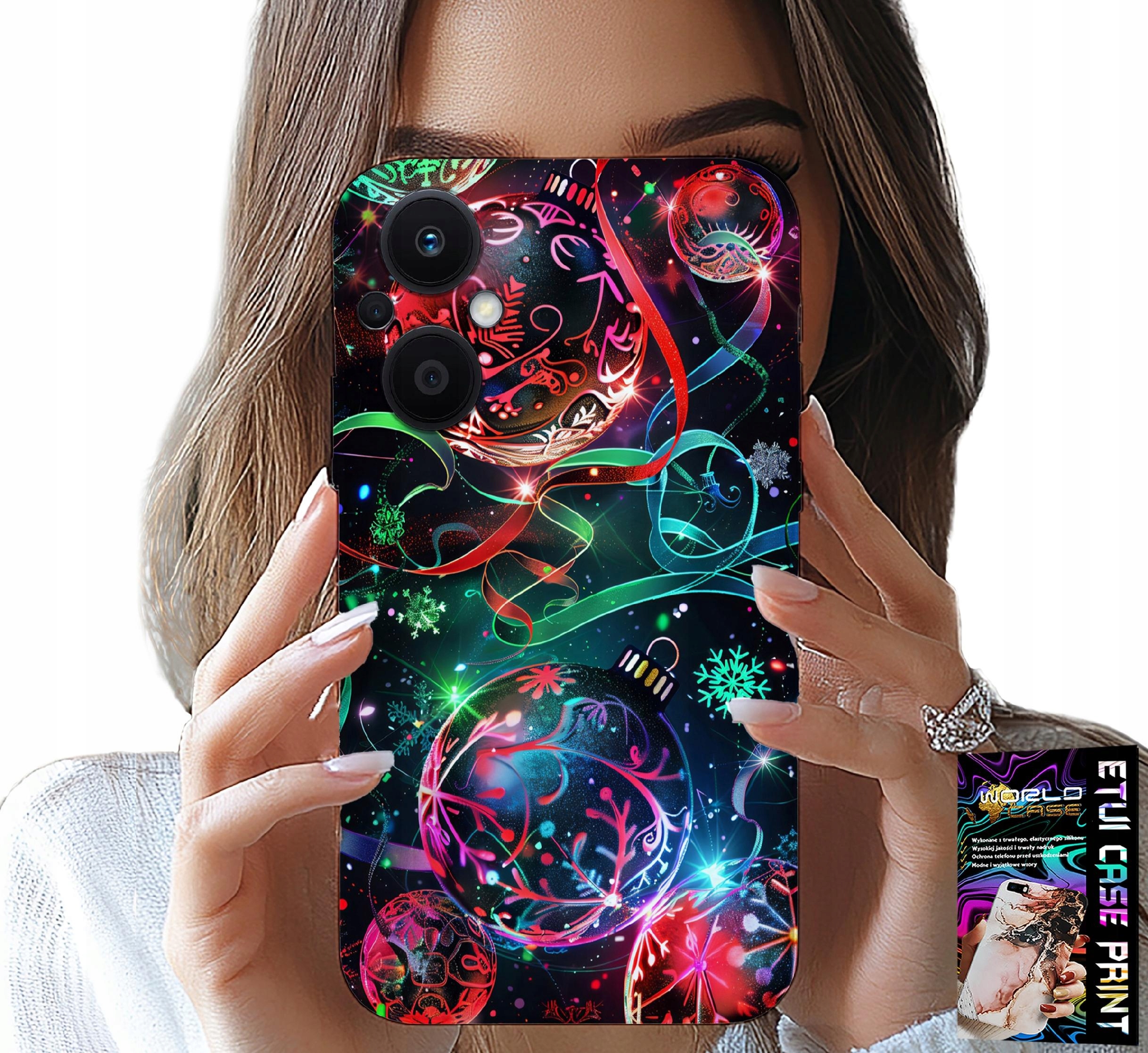 ETUI DO OPPO RENO7 LITE 5G - ŚWIĄTECZNE BOMBKI, CHOINKA, CASE + FOLIA