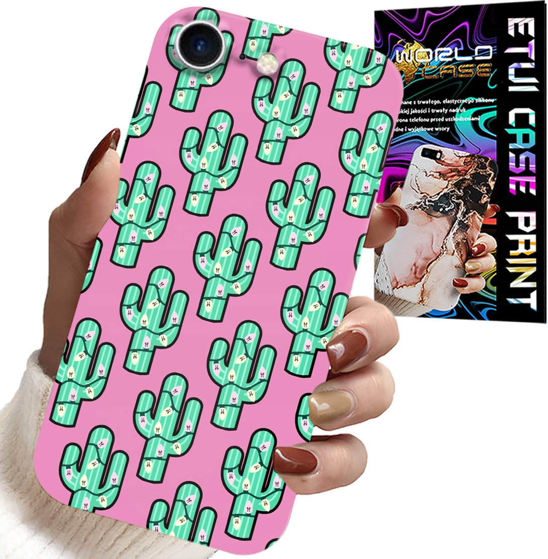 ETUI DO IPHONE 16e - KAKTUSY, KAKTUS NA RÓŻOWYM TLE + FOLIA