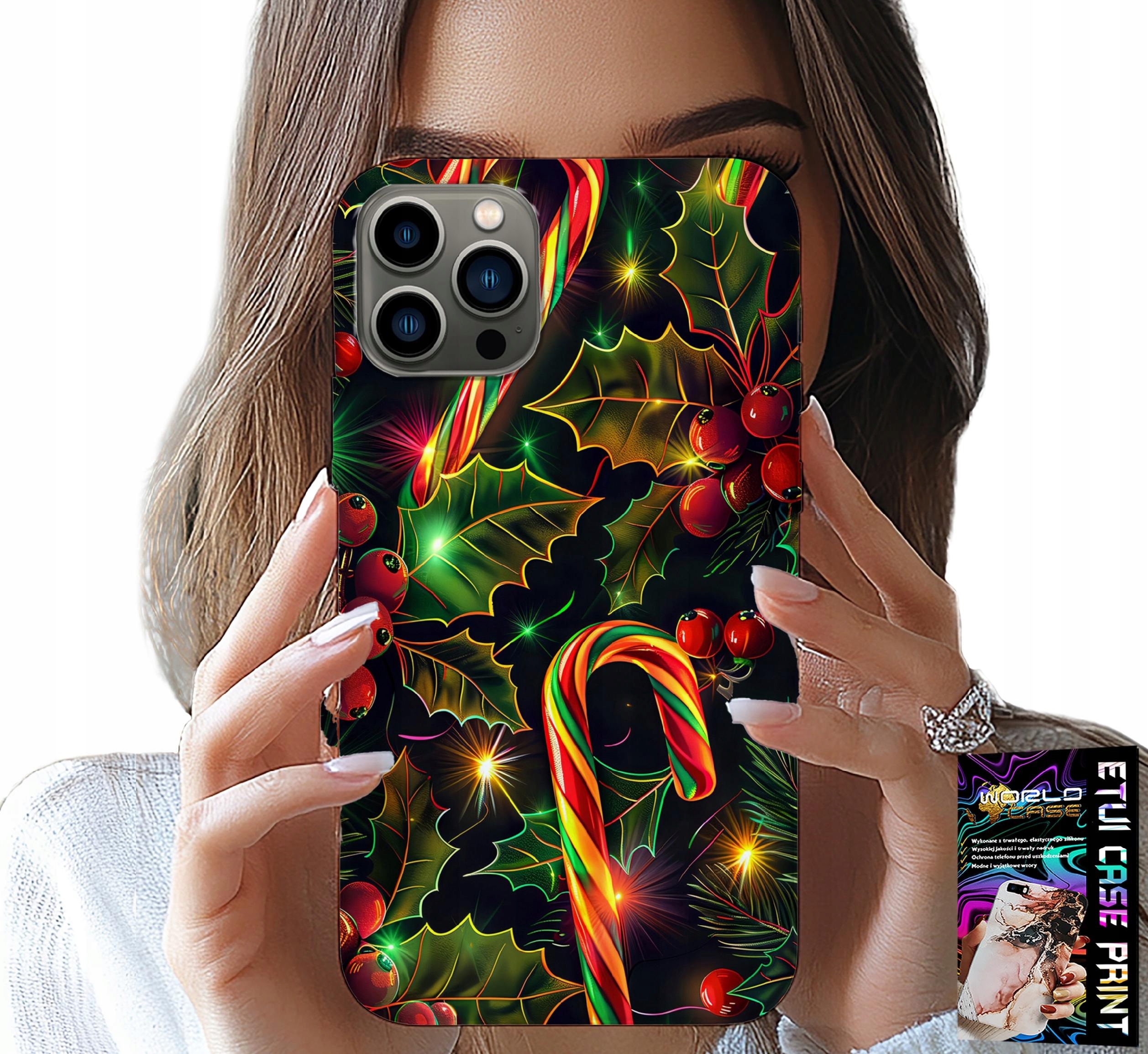 ETUI DO IPHONE 12 PRO MAX - LASKA CUKROWA, JEMIOŁA, CHOINKA + SZKŁO