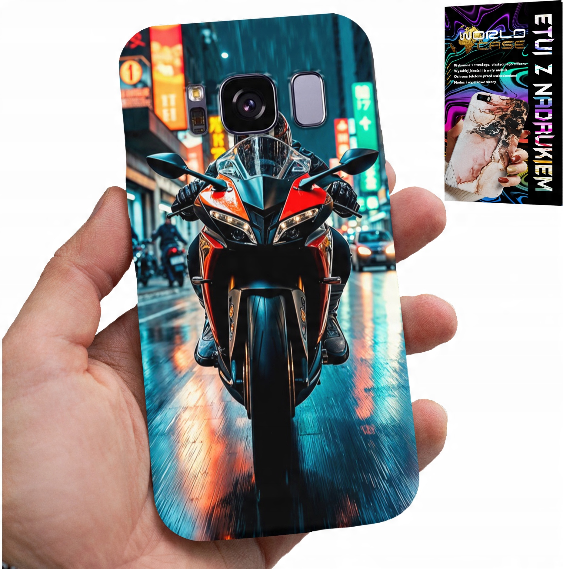 ETUI DO SAMSUNG GALAXY S8 - MOTOR, MOTOCYKLE JEDNOŚLAD WZORY + FOLIA