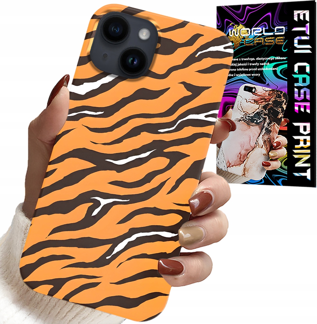 ETUI DO IPHONE 14 - PLECKI W TYGRYSIE PASKI POKROWIEC +SZKŁO