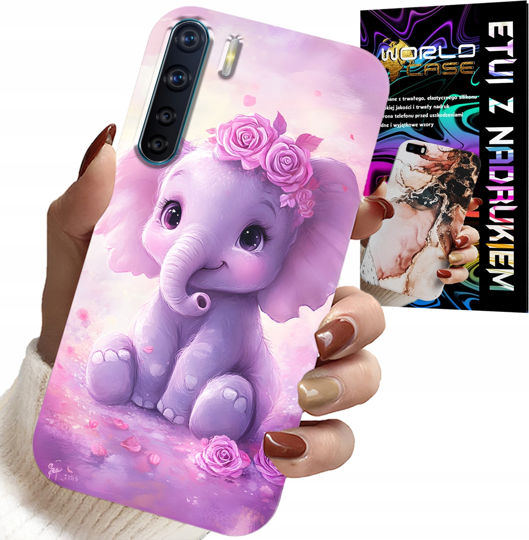 ETUI DO OPPO A91 - SŁODKI SŁONIK NA RÓŻOWYM TLE CASE +FOLIA
