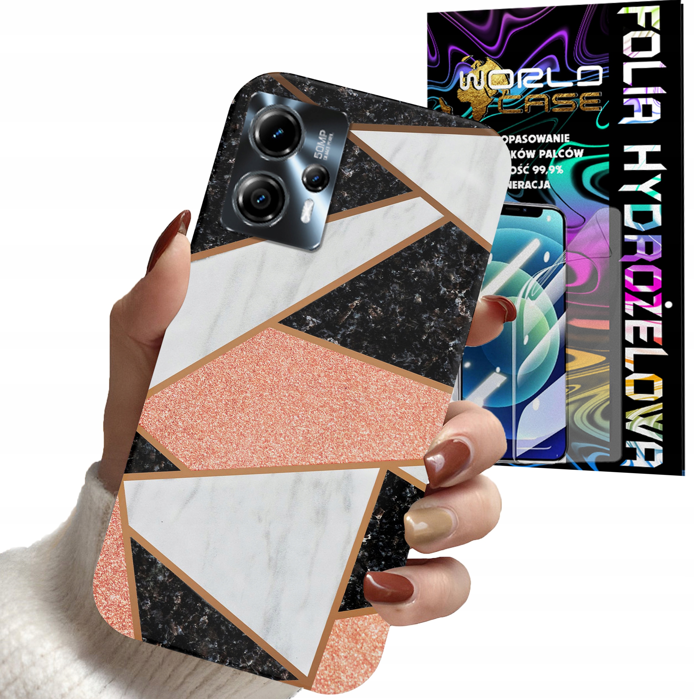 ETUI DO MOTOROLA MOTO G13 / G23 - GEOMETRYCZNE WZORY KOBIET PLECKI + FOLIA