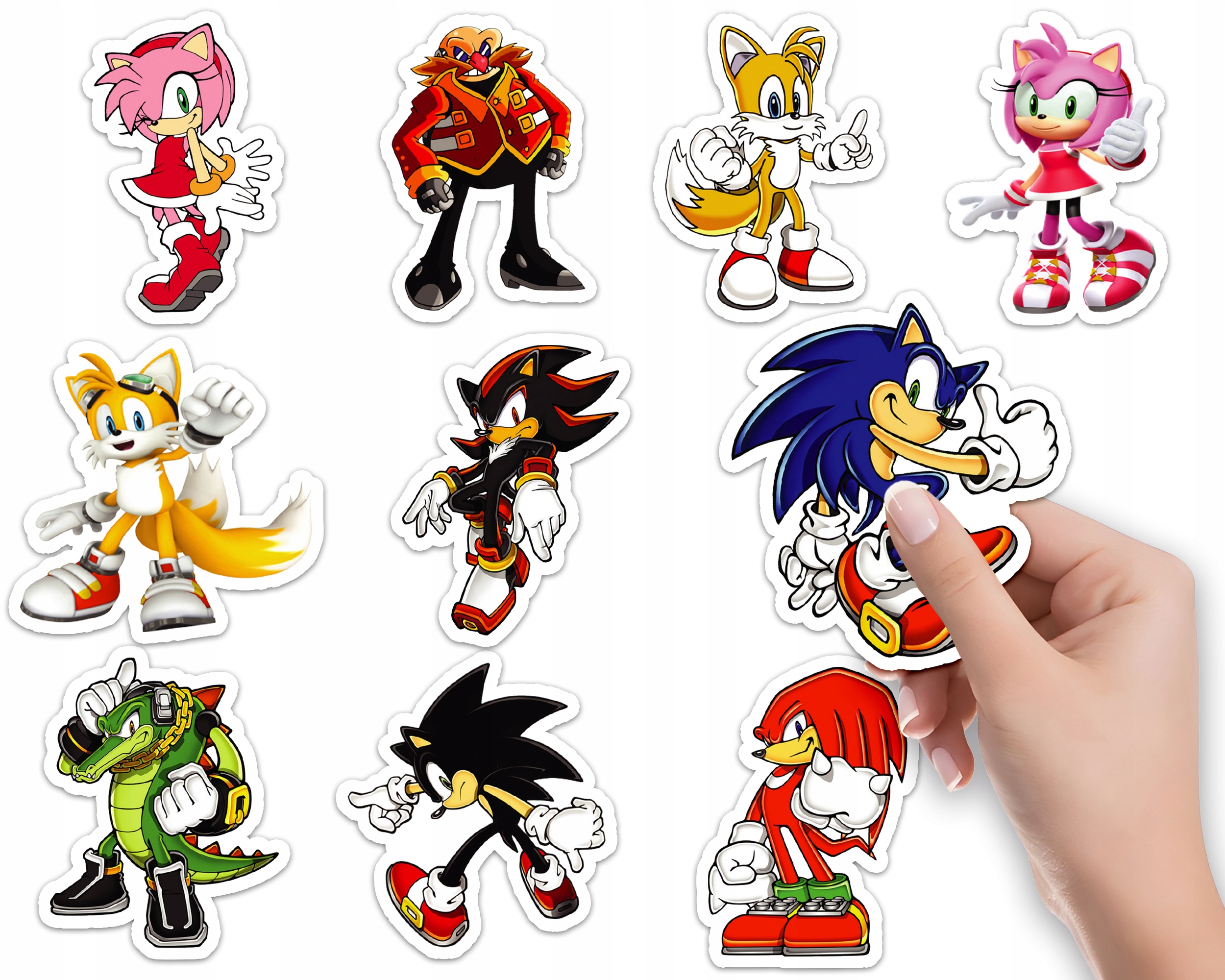 NAKLEJKI ETYKIETY NA ZESZYT NALEPKA Z POSTACIAMI SONIC WZORY 10SZT