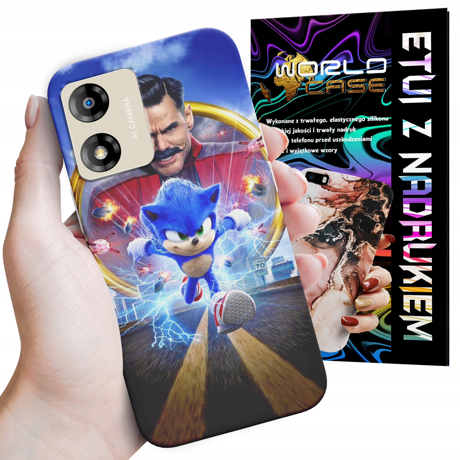 ETUI CASE DO MOTOROLA MOTO E13 - SONIC SONIK WZORY Z BAJEK MARIO PLECKI