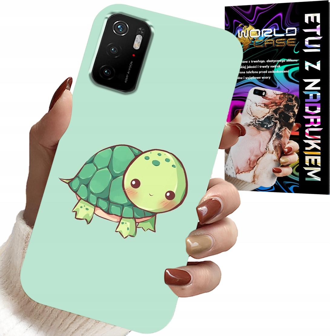 ETUI DO XIAOMI POCO M3 PRO 5G - SŁODKIE ŻÓŁWKI WZORY DLA DZIECI + SZKŁO