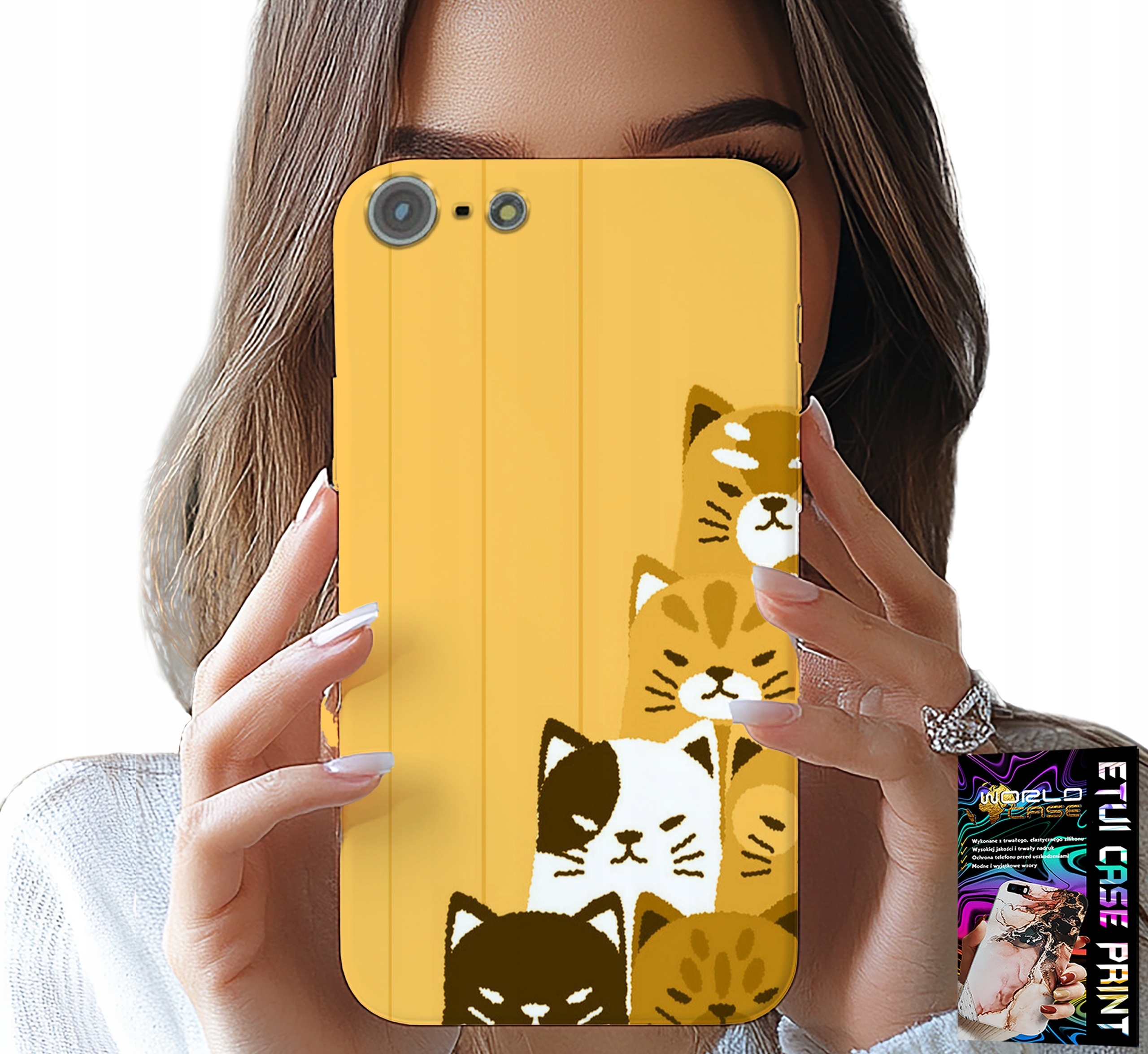 ETUI DO IPHONE 5 / 5S / 5C - LOVE CAT, WZORY Z KOTAMI, CASE + SZKŁO