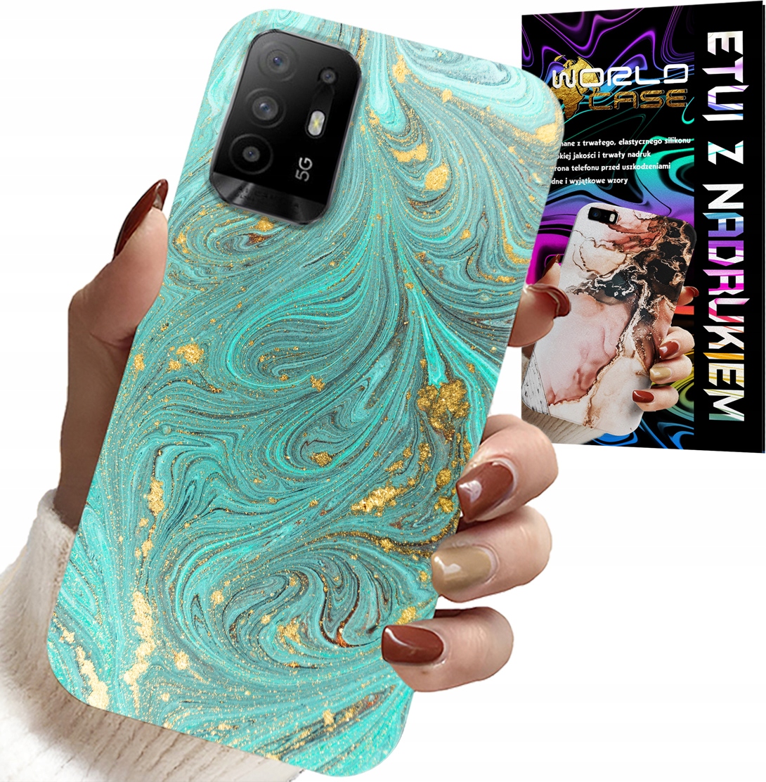 ETUI DO OPPO RENO 5Z / A94 5G - MARMURKOWE WZORY + SZKŁO HARTOWANE