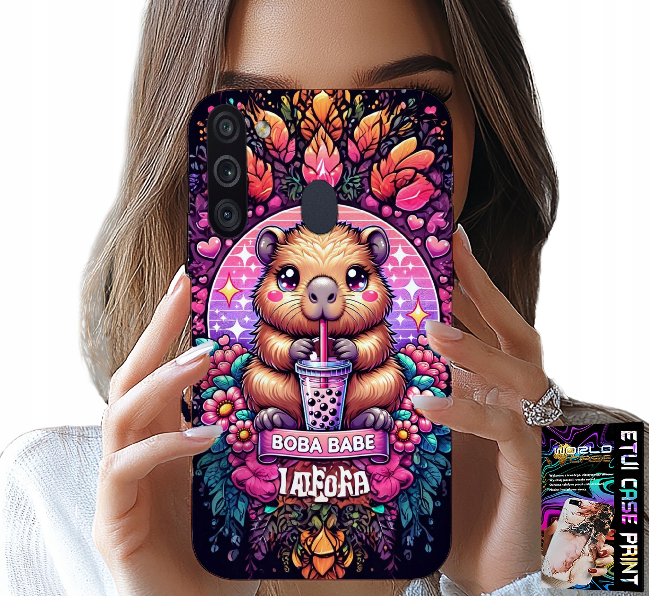 ETUI DO SAMSUNG GALAXY A21 - SŁODKA KAPIBARA Z SZEJKIEM, SUPER WZORY