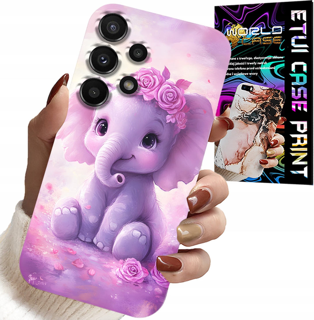 ETUI DO SAMSUNG GALAXY A32 4G - SŁODKI SŁONIK NA RÓŻOWYM TLE CASE +FOLIA