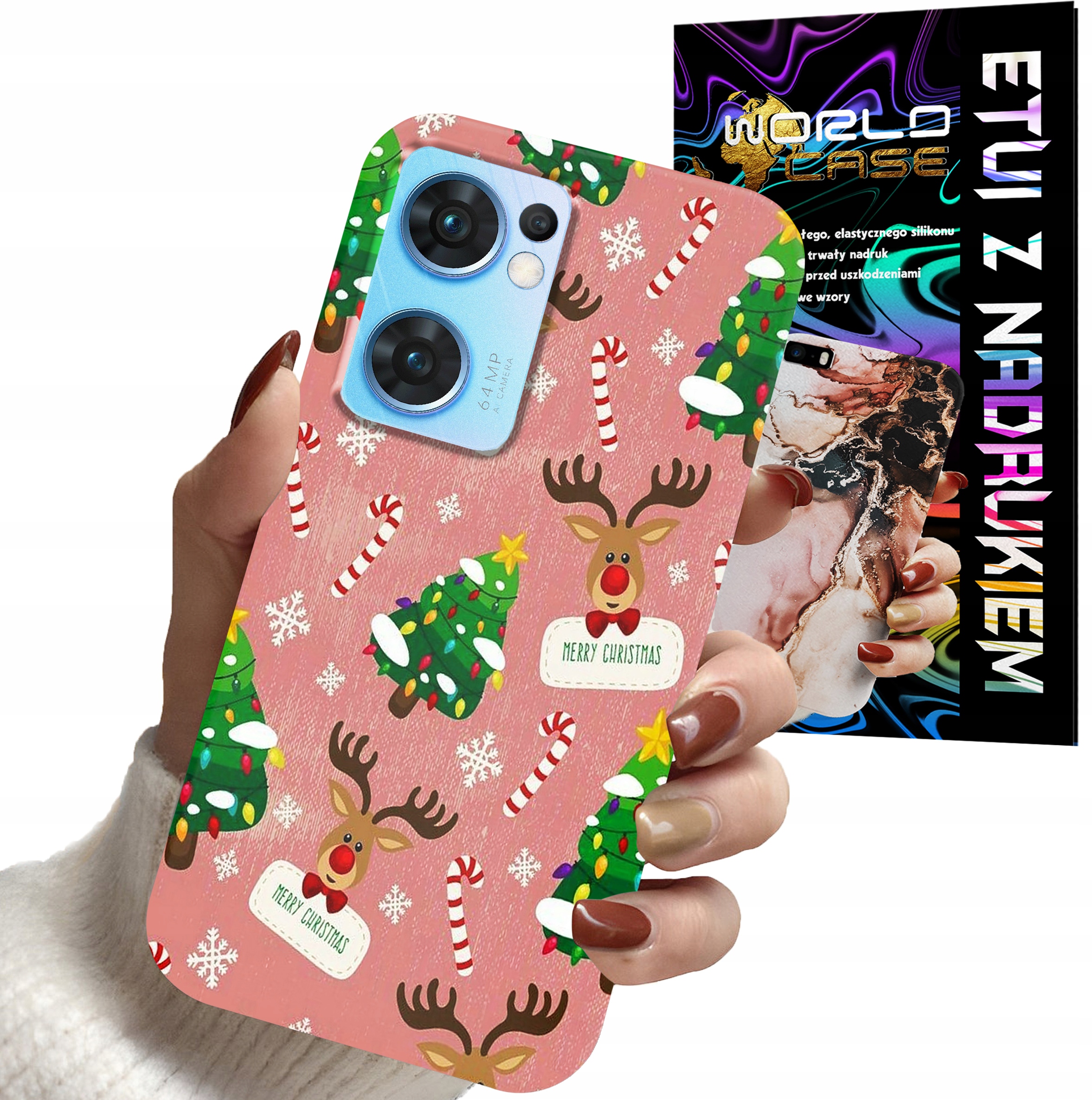 ETUI CASE DO OPPO FIND X5 LITE - ŚWIĄTECZNE WZORY NA ŚWIĘTA RENIFER CHOINKA