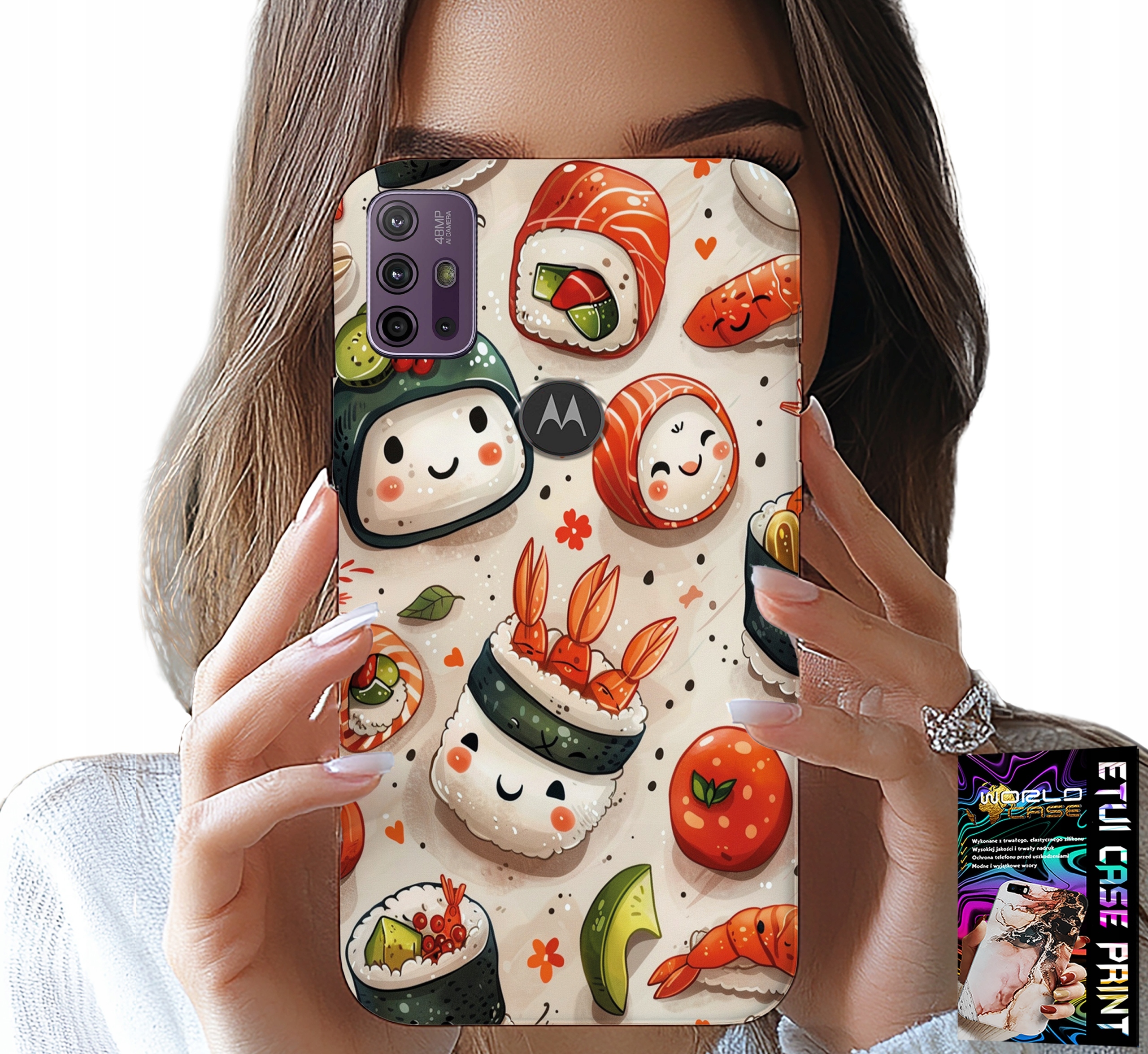 ETUI DO MOTOROLA MOTO G10 / G30 - SŁODKIE UŚMIECHNIĘTE SUSHI OBUDOWA CASE