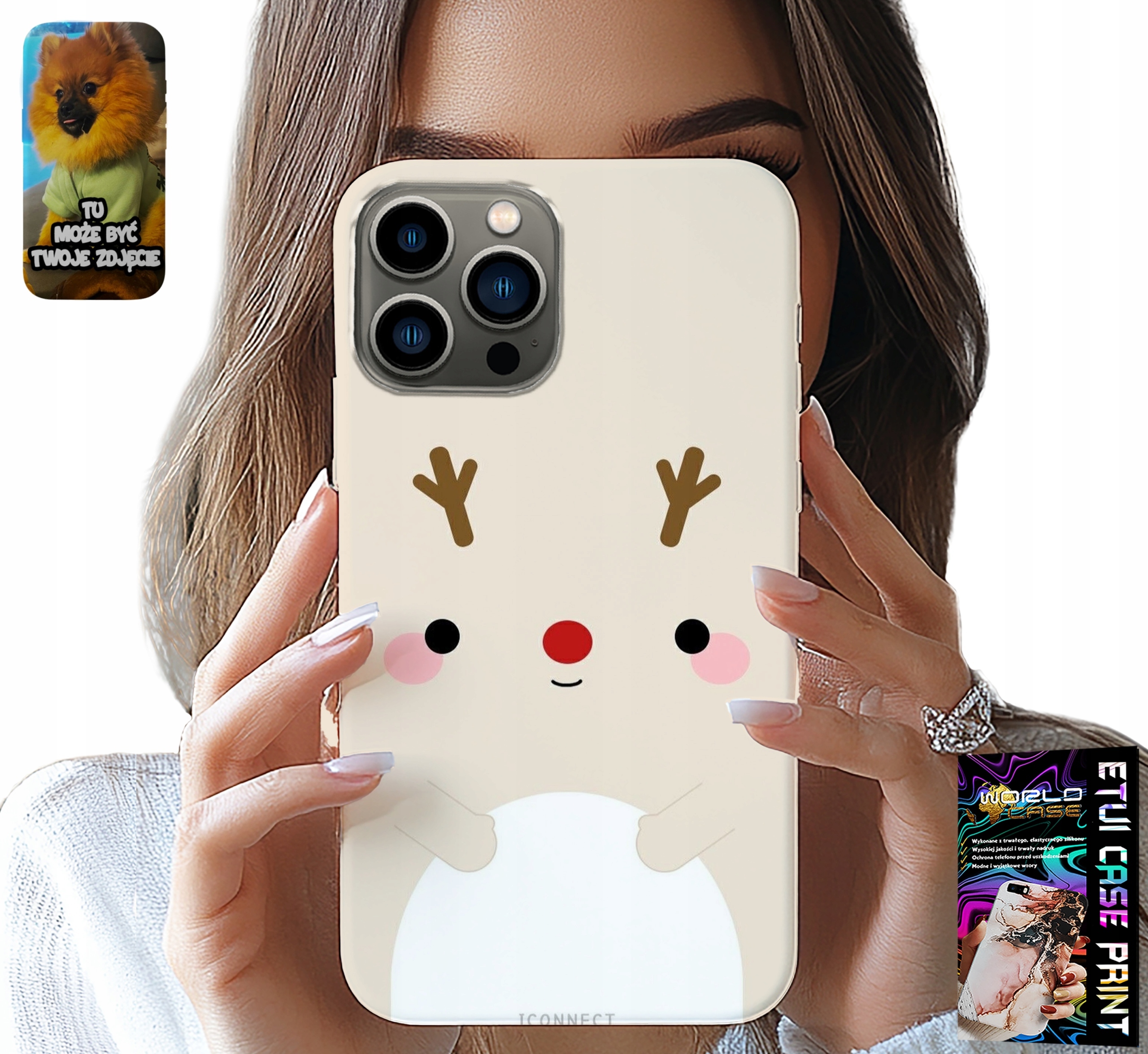 ETUI DO IPHONE 13 PRO - RENIFEREK, RENIFER, ŚWIĄTECZNE WZORY