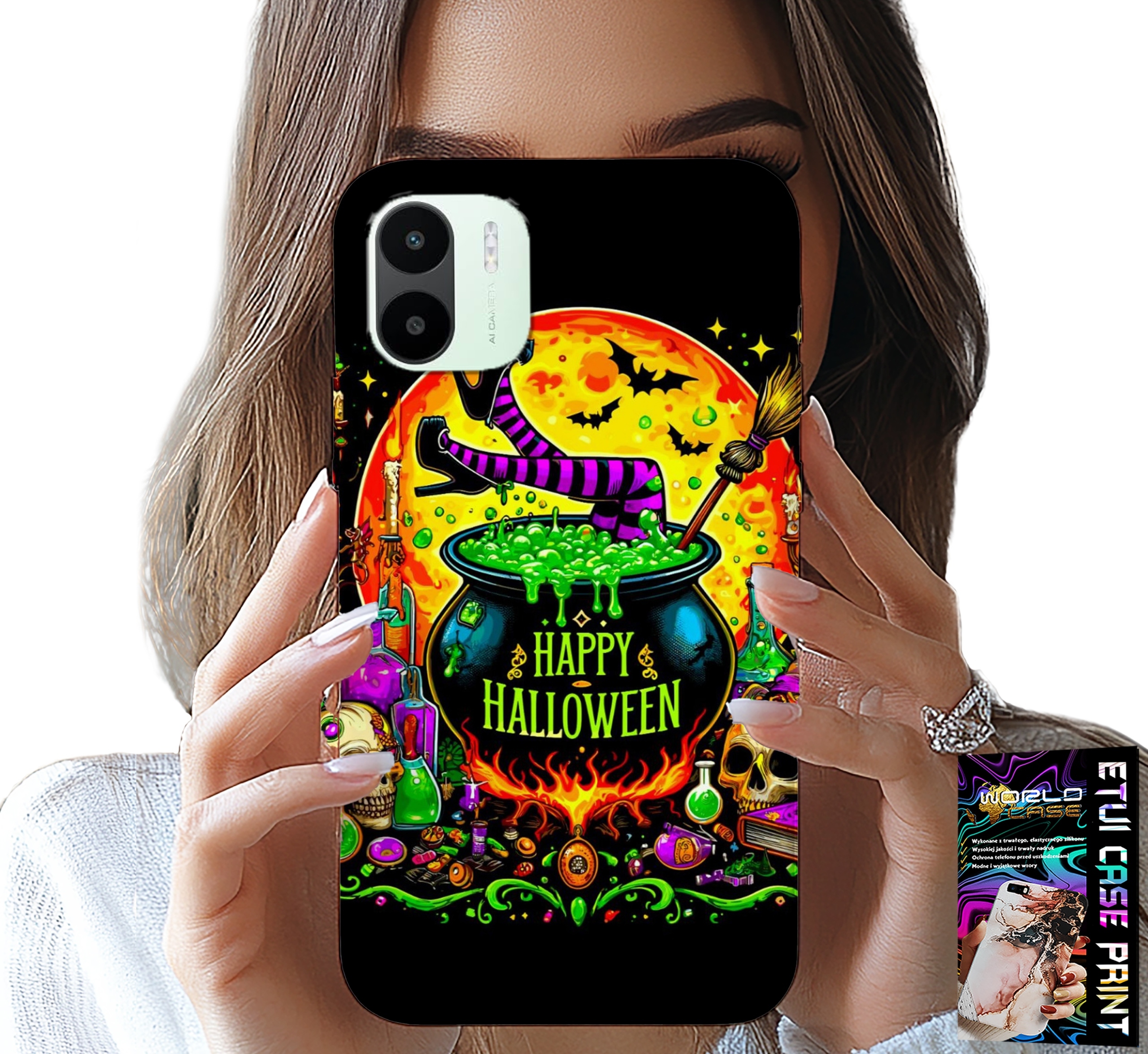 ETUI DO XIAOMI REDMI A2 - WIEDŹMA KOCIOŁEK RÓŻDŻKA HALLOWEEN FOLIA