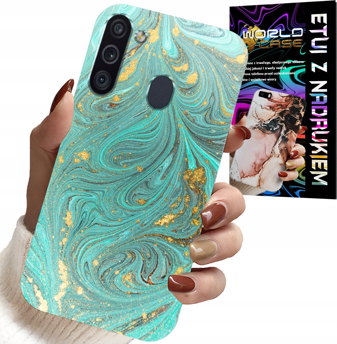 ETUI DO SAMSUNG GALAXY A21 - MARMURKOWE WZORY + SZKŁO HARTOWANE