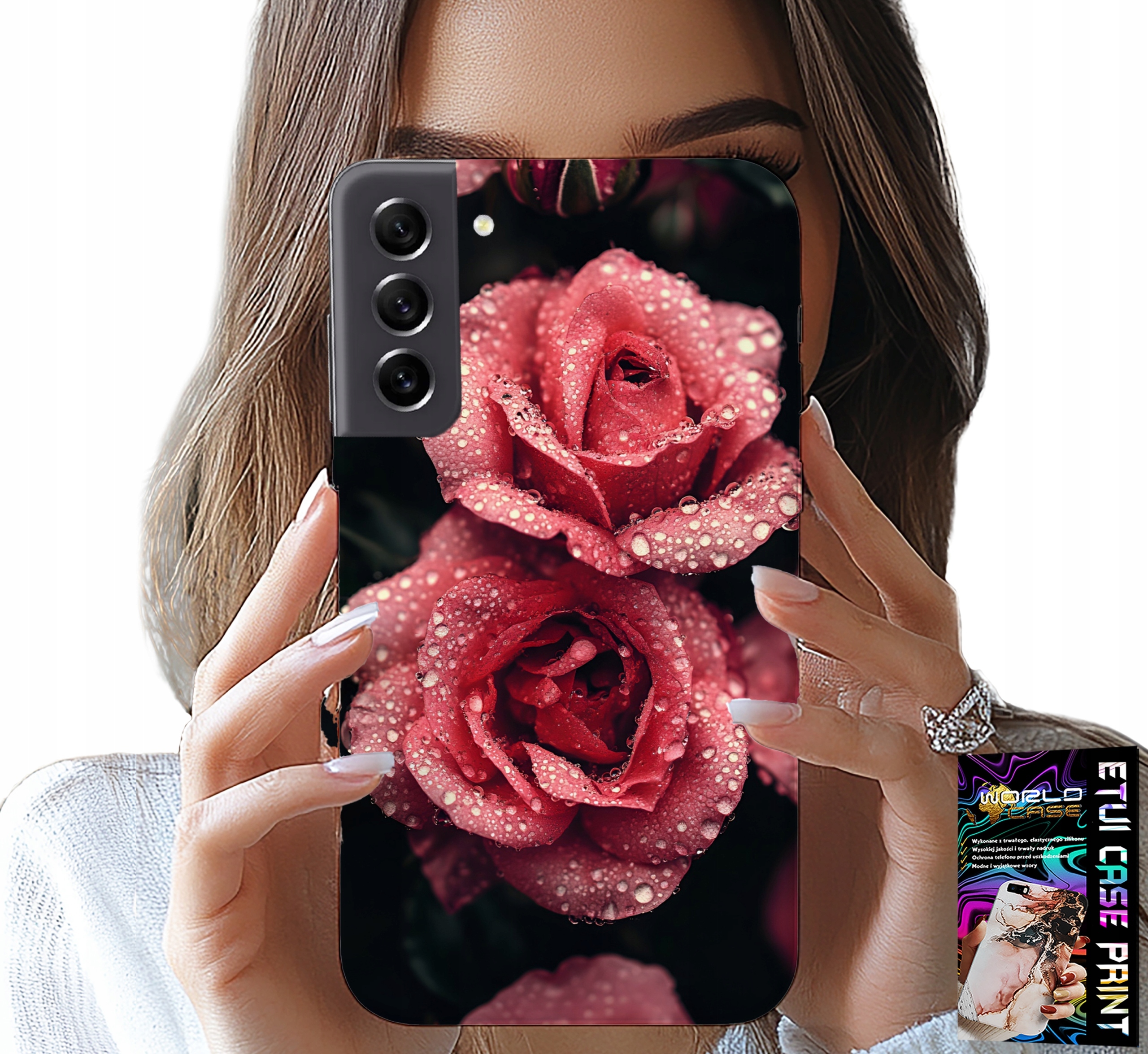 ETUI DO SAMSUNG GALAXY S21 FE - PIĘKNE RÓŻOWE RÓŻE, KWIECISTE WZORY, CASE